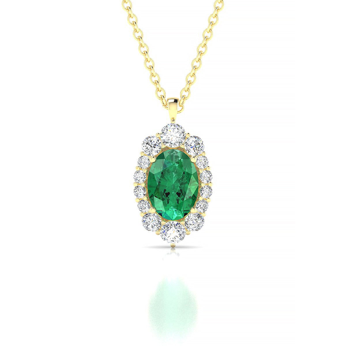 Romance | 18k Yellow Gold 7 x 5 mm Oval Emerald Pendant