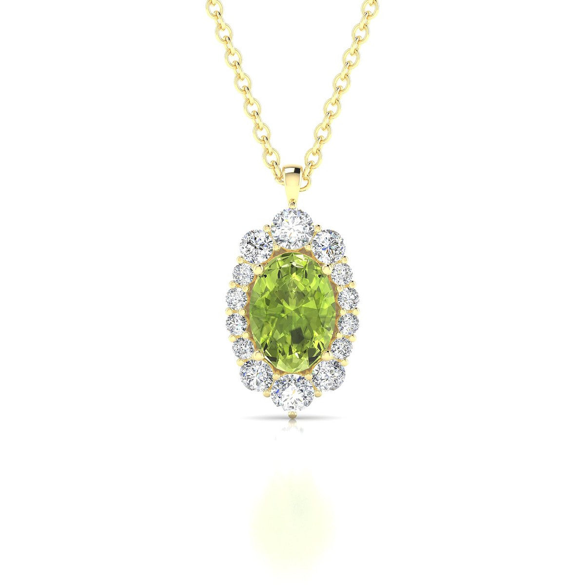 Romance | 18k Yellow Gold 7 x 5 mm Oval Peridot Pendant