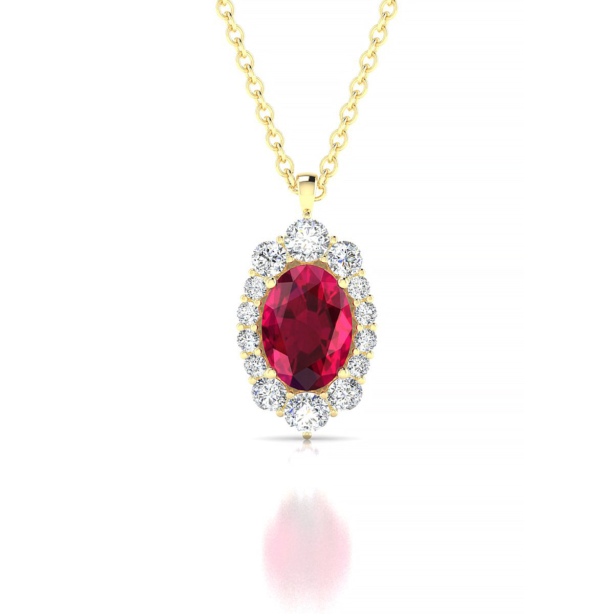 Romance | 18k Yellow Gold 7 x 5 mm Oval Ruby Pendant