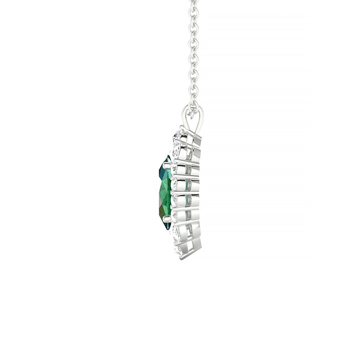 Romance | 18k White Gold 7 x 5 mm Oval Emerald Pendant