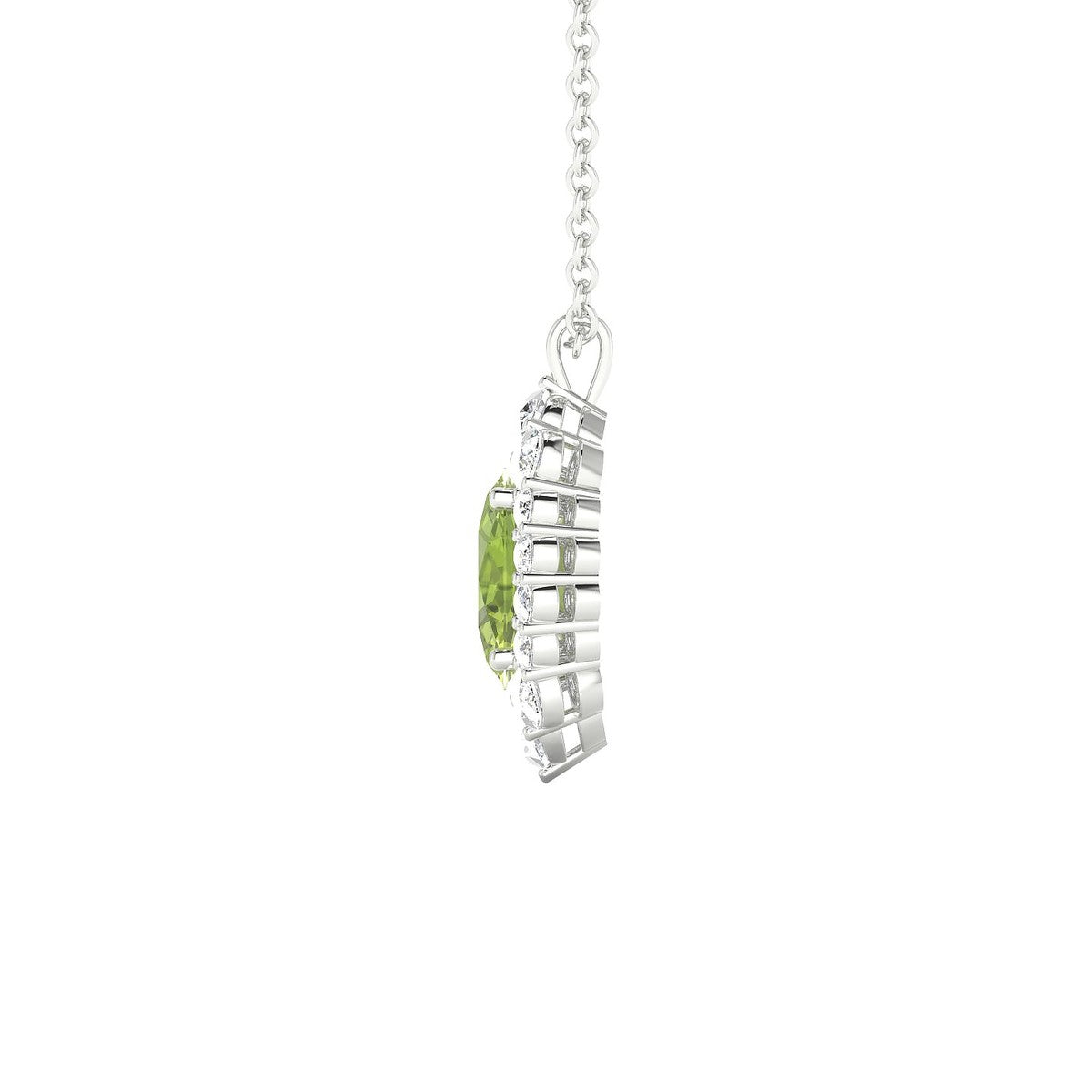 Romance | 18k White Gold 7 x 5 mm Oval Peridot Pendant