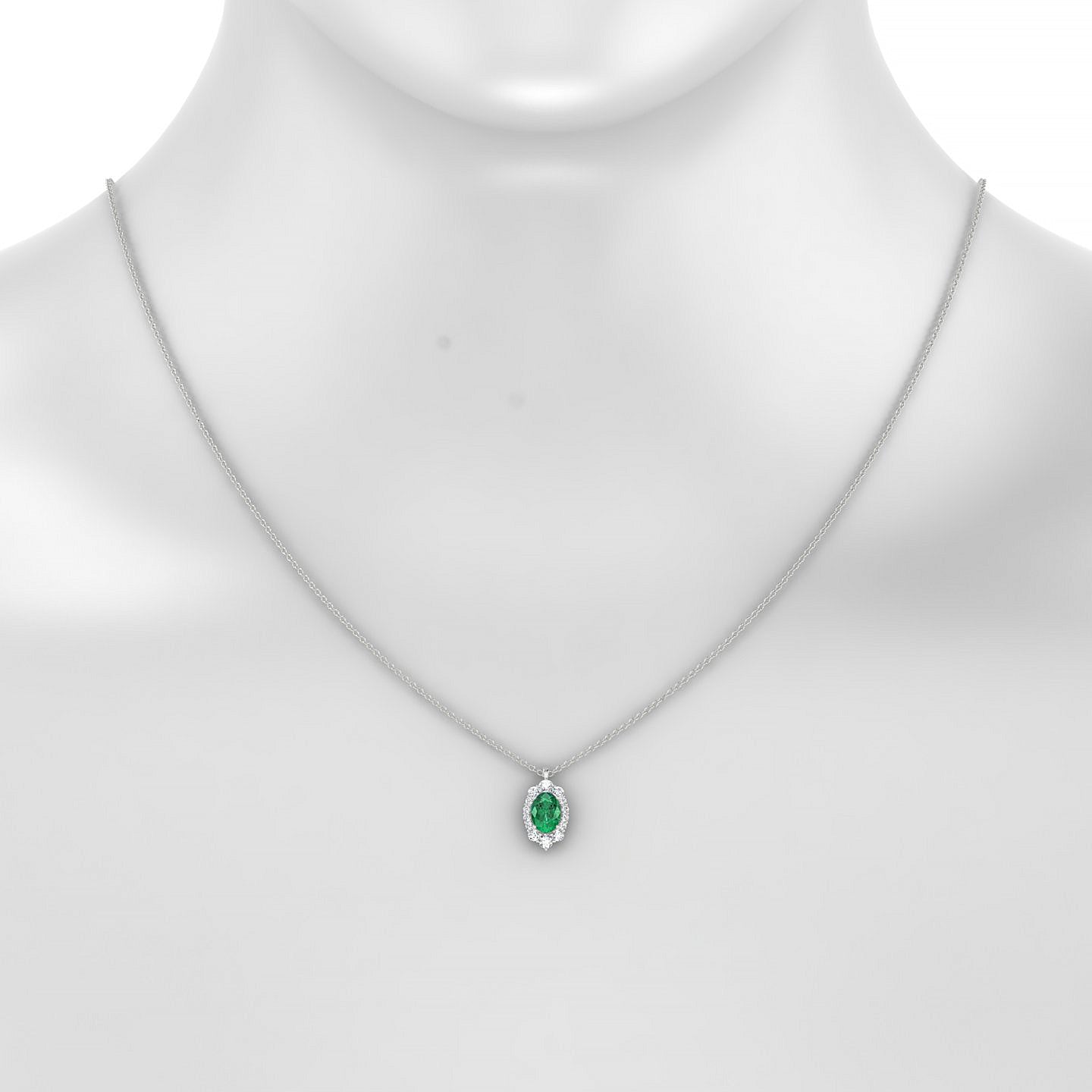 Romance | 18k White Gold 7 x 5 mm Oval Emerald Pendant