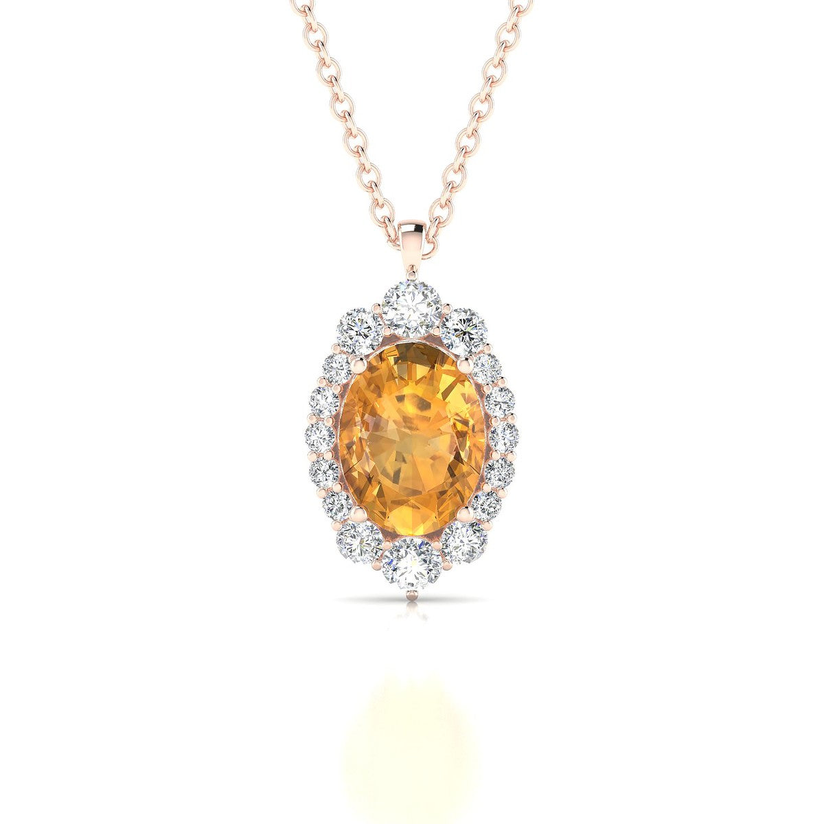 Romance | 18k Rose Gold 8 x 6 mm Oval Citrine Pendant
