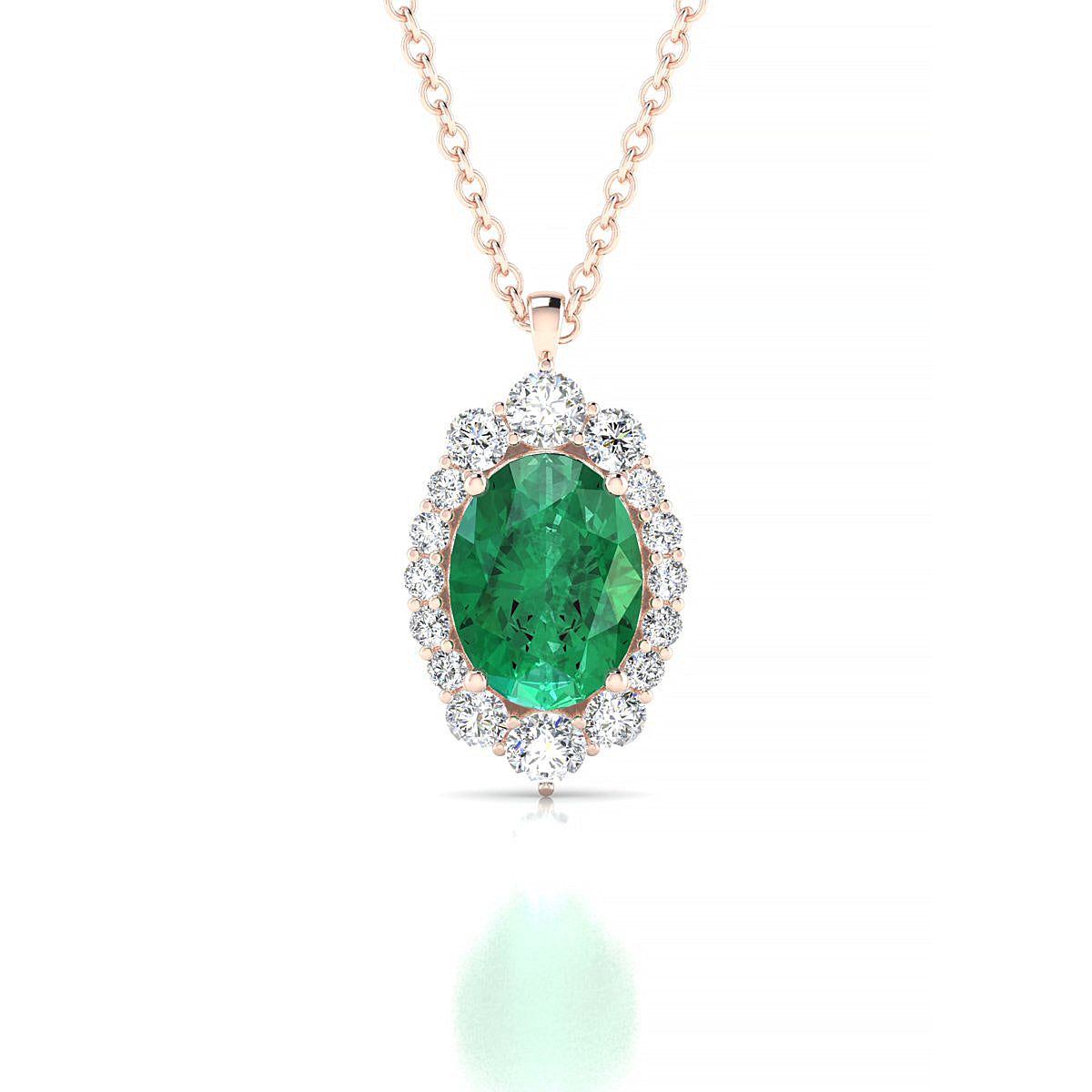 Romance | 18k Rose Gold 8 x 6 mm Oval Emerald Pendant
