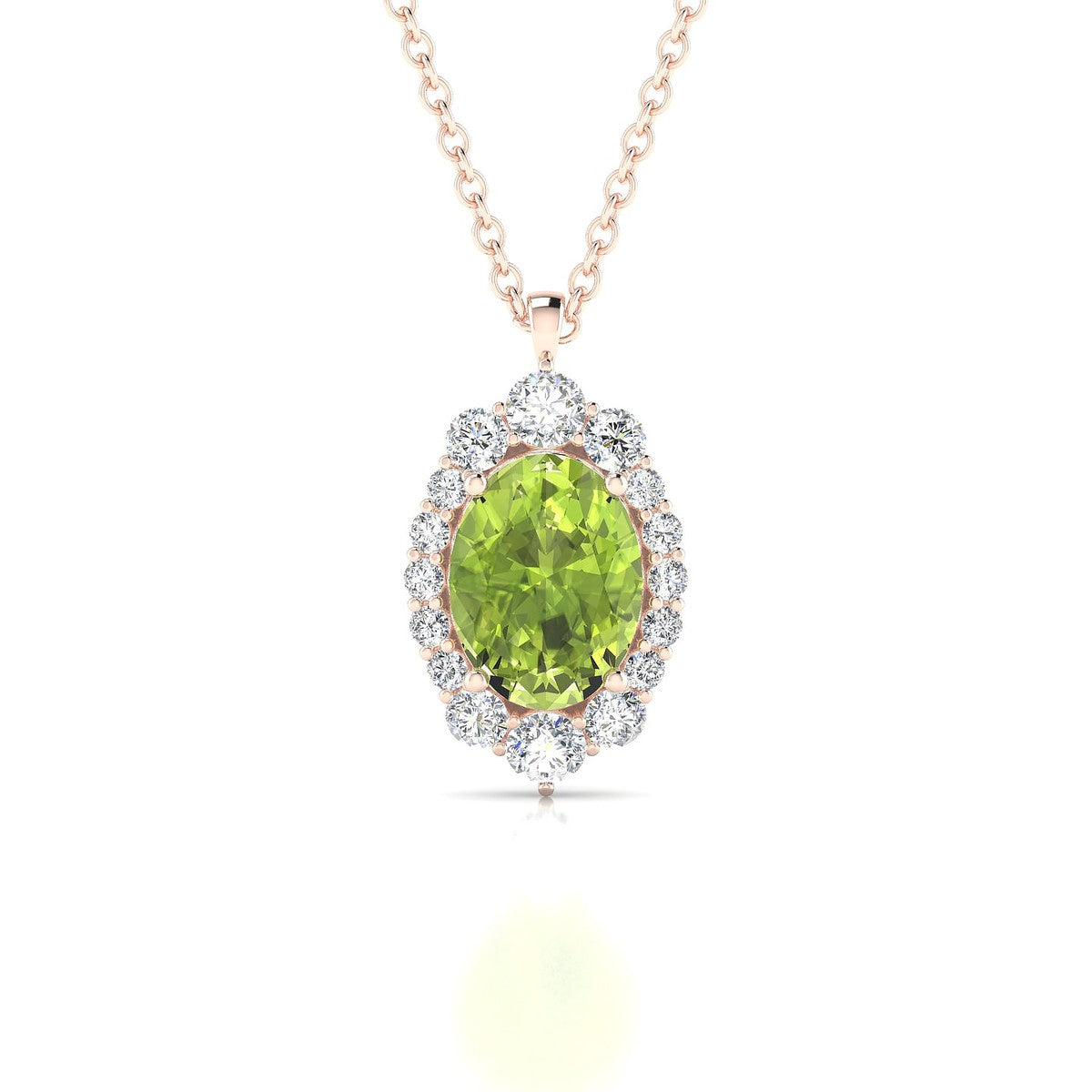 Romance | 18k Rose Gold 8 x 6 mm Oval Peridot Pendant