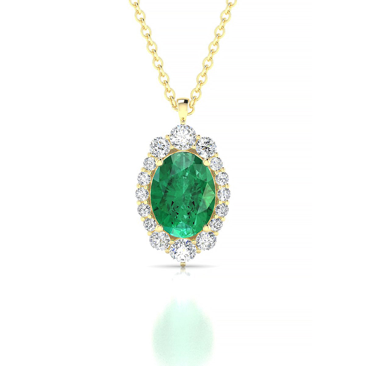 Romance | 18k Yellow Gold 8 x 6 mm Oval Emerald Pendant
