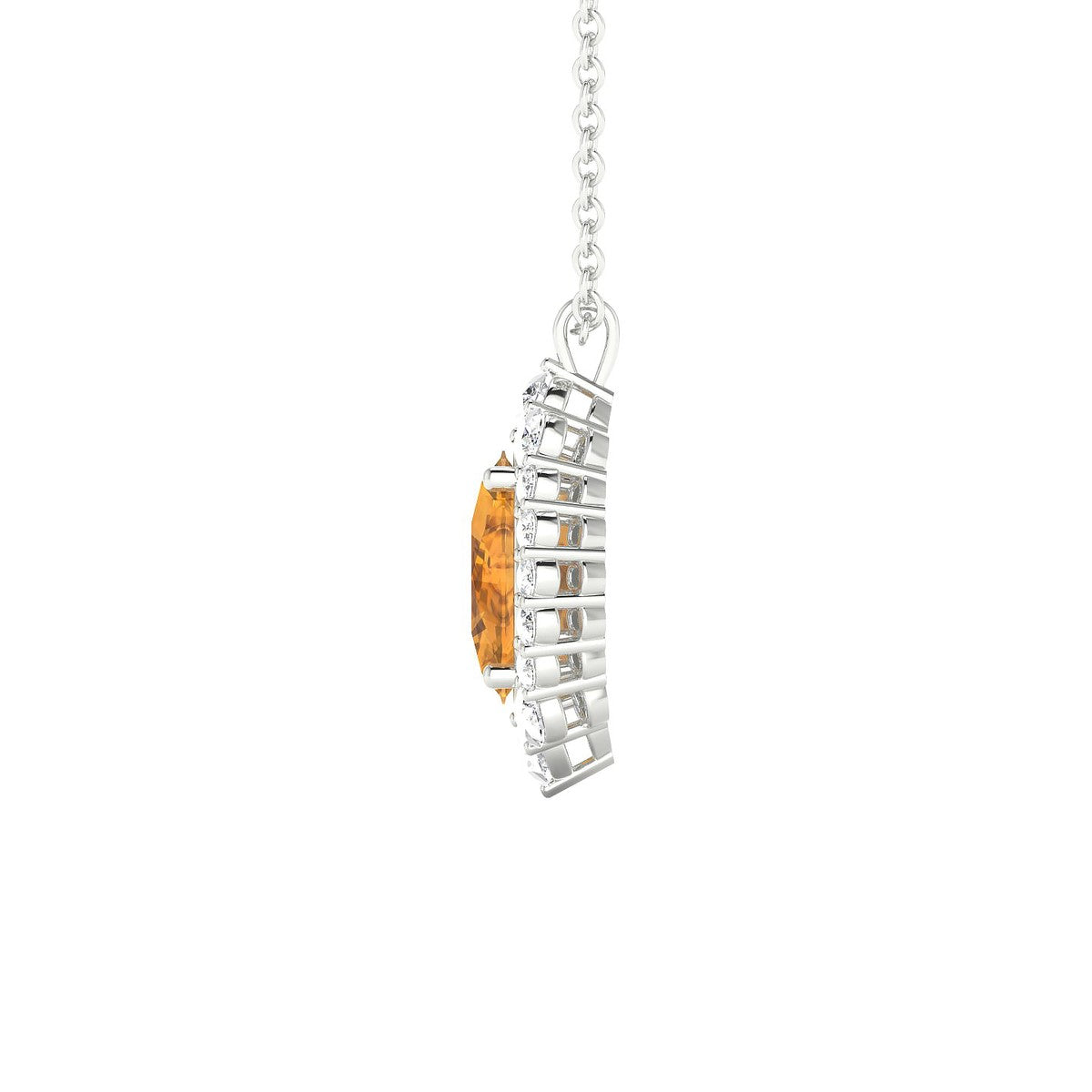 Romance | 18k White Gold 8 x 6 mm Oval Citrine Pendant