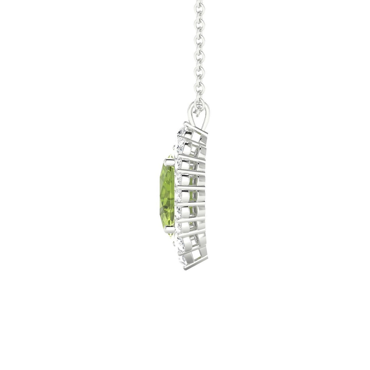 Romance | 18k White Gold 8 x 6 mm Oval Peridot Pendant
