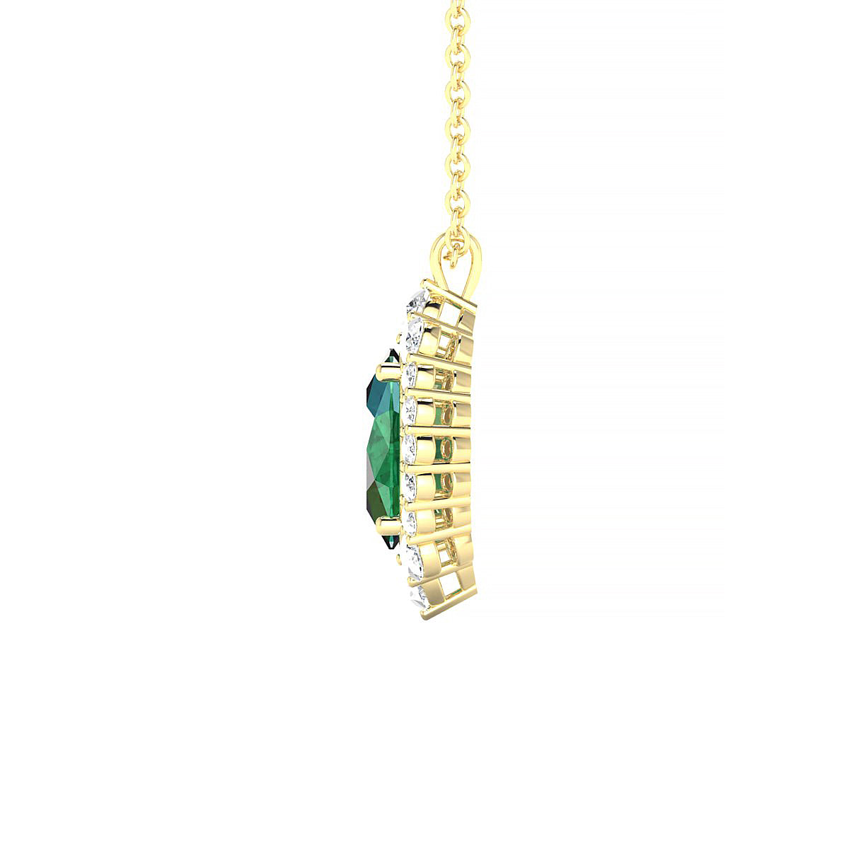 Romance | 18k Yellow Gold 8 x 6 mm Oval Emerald Pendant