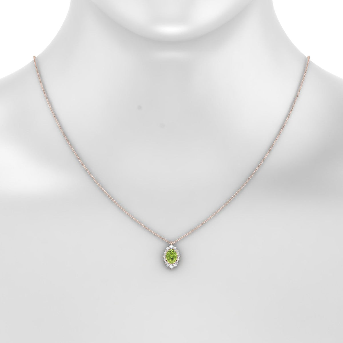 Romance | 18k Rose Gold 8 x 6 mm Oval Peridot Pendant