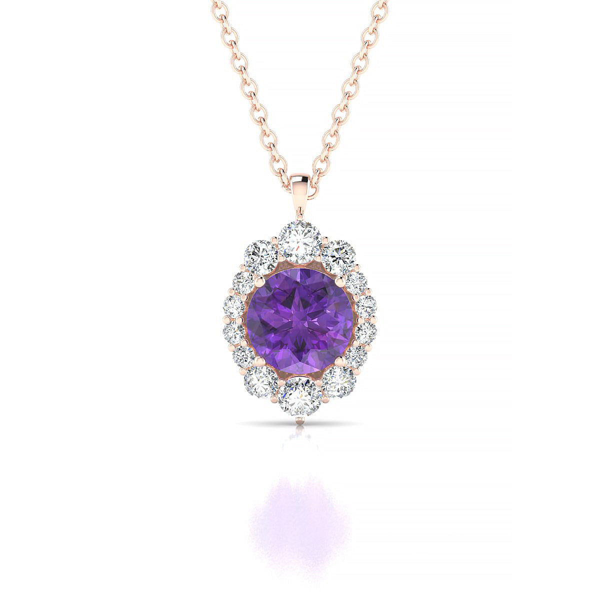 Romance | 18k Rose Gold 6 mm Round Amethyst Pendant