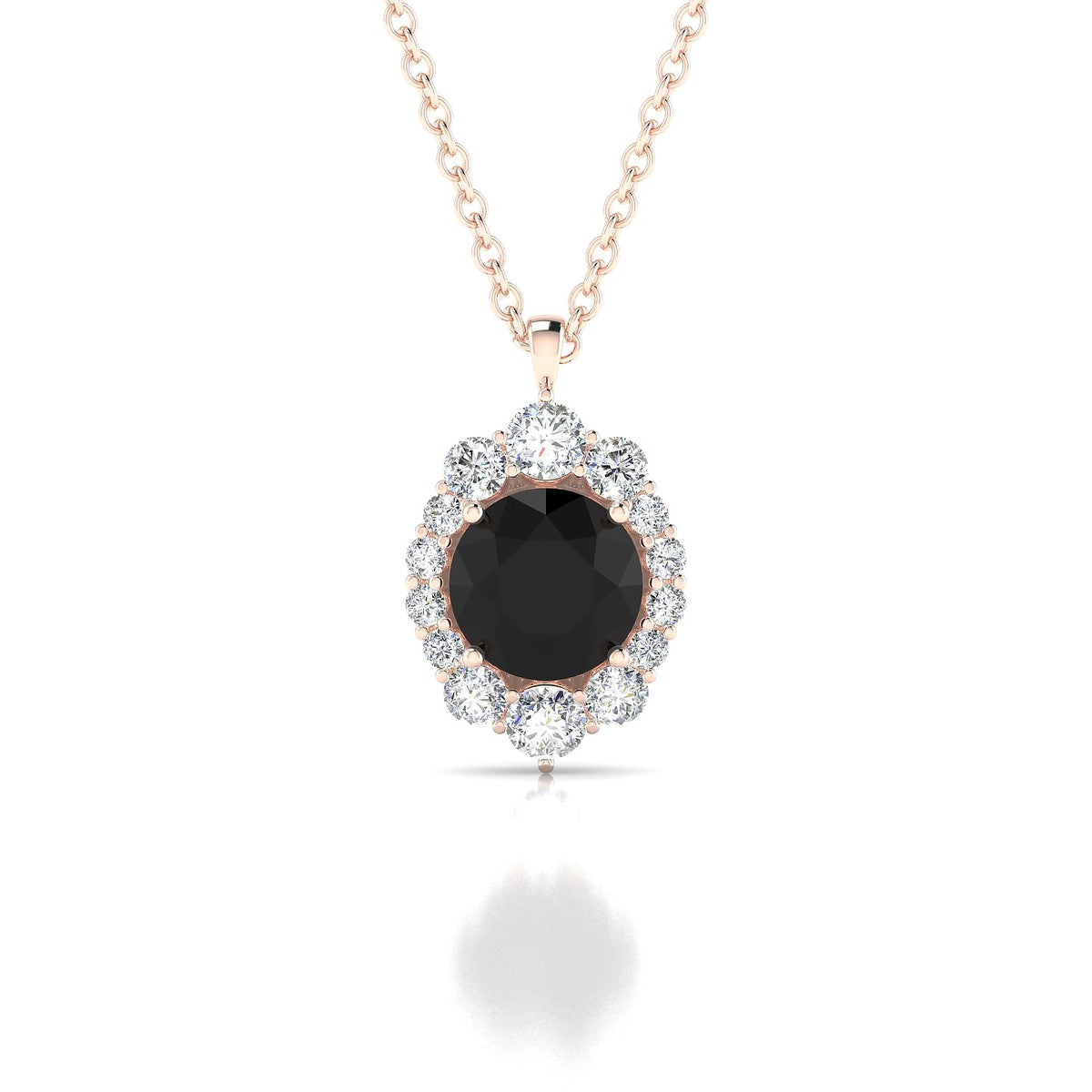 Romance | 18k Rose Gold 6 mm Round Black Diamond Pendant