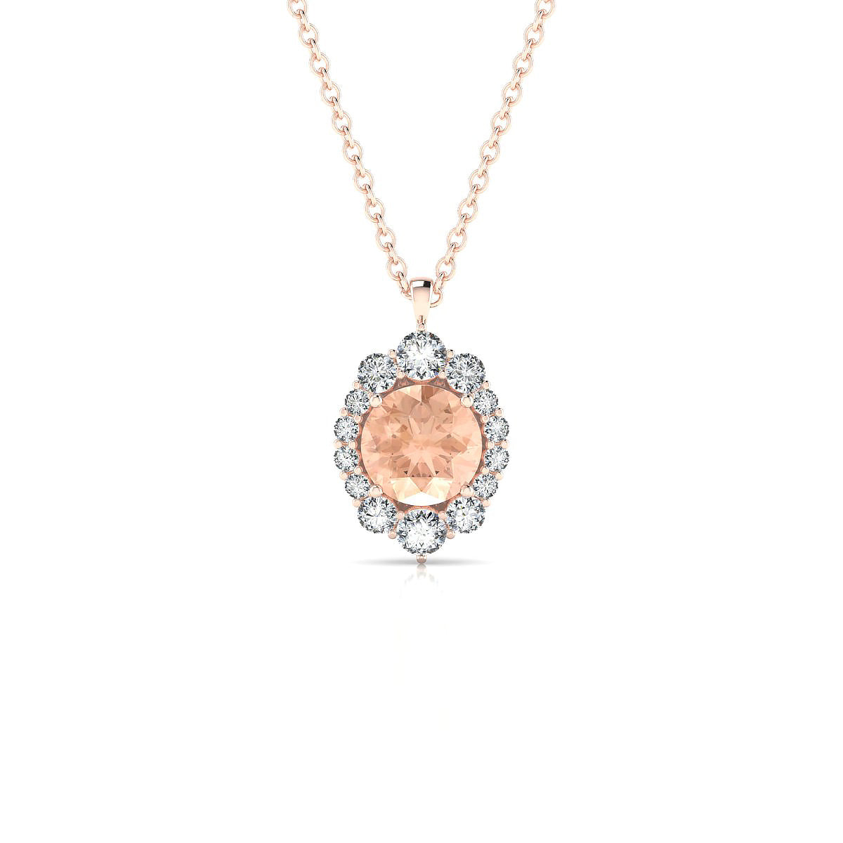 Romance | 18k Rose Gold 6 mm Round Morganite Pendant