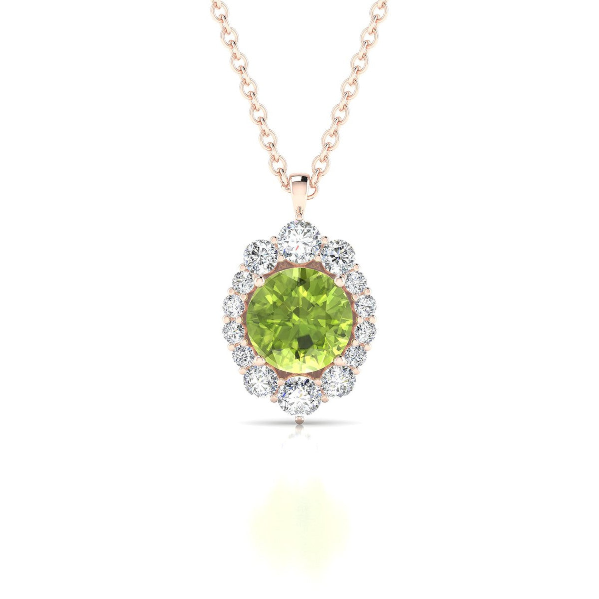 Romance | 18k Rose Gold 6 mm Round Peridot Pendant