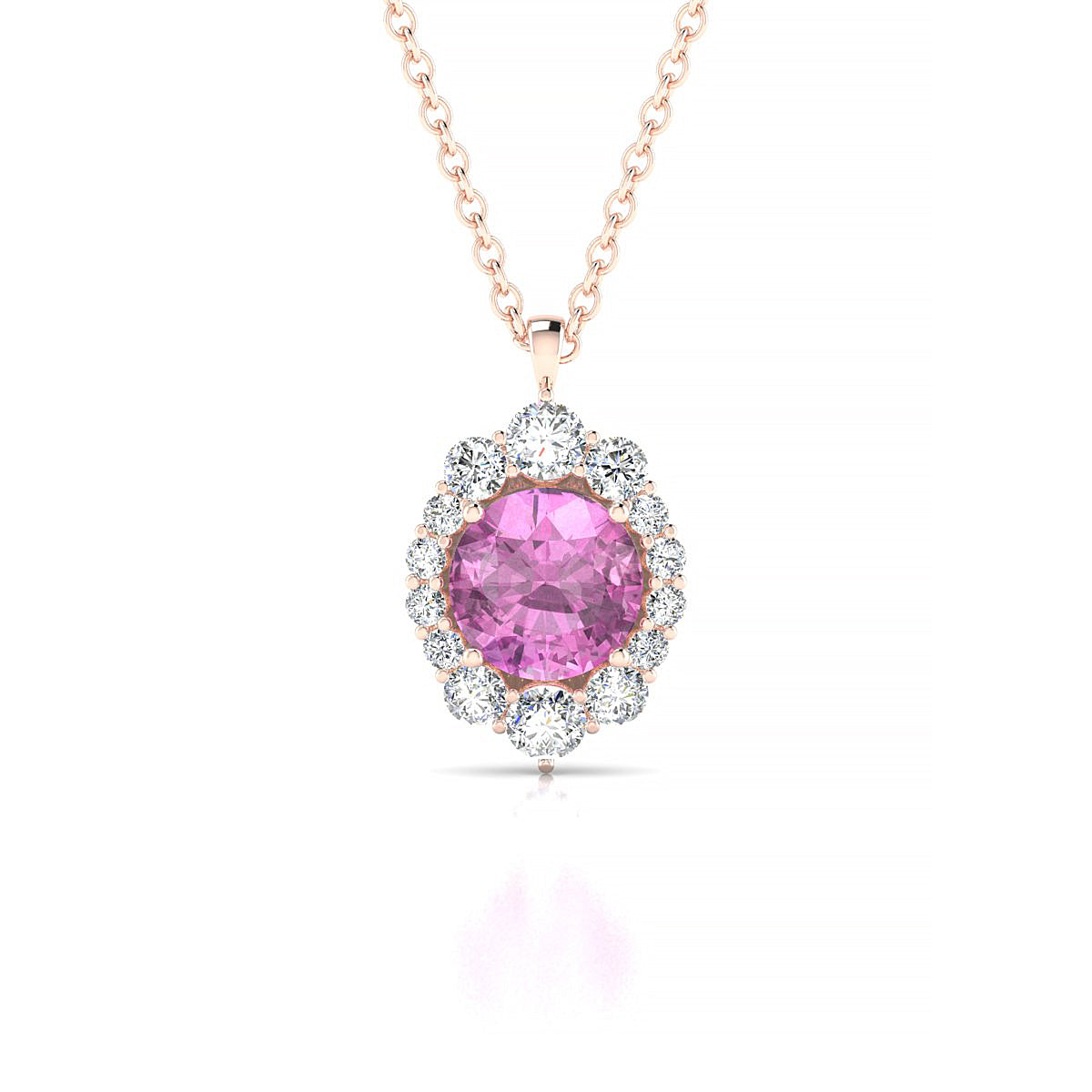 Romance | 18k Rose Gold 6 mm Round Pink Sapphire Pendant