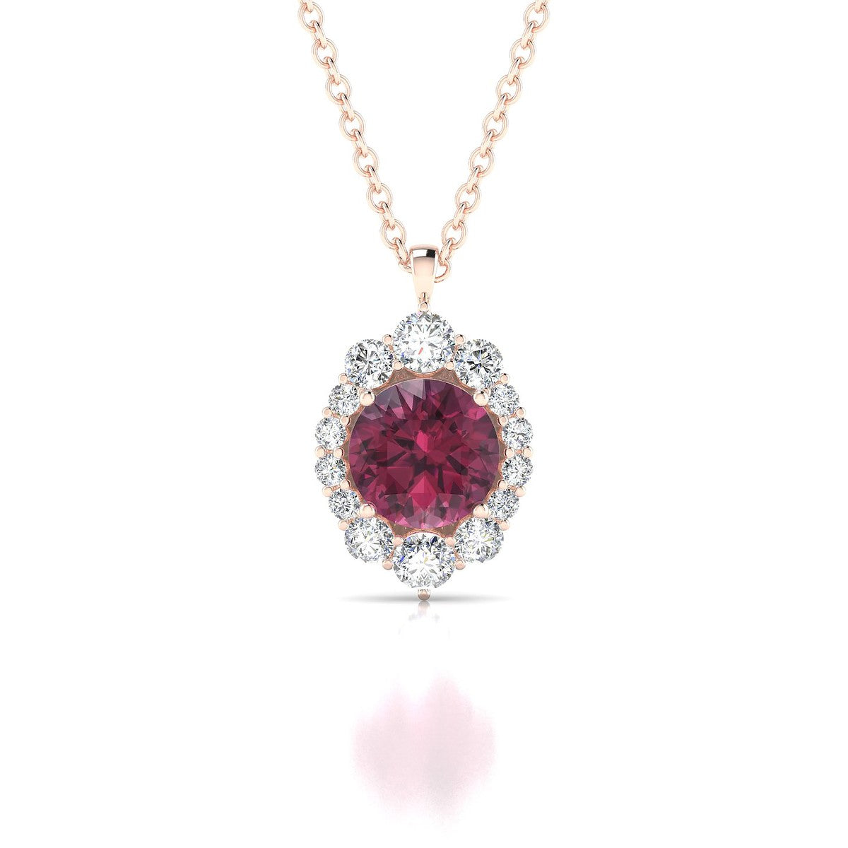 Romance | 18k Rose Gold 6 mm Round Rhodolite Pendant