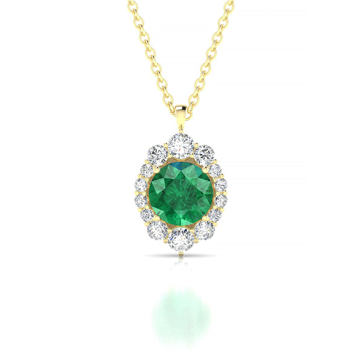Romance | 18k Yellow Gold 6 mm Round Emerald Pendant