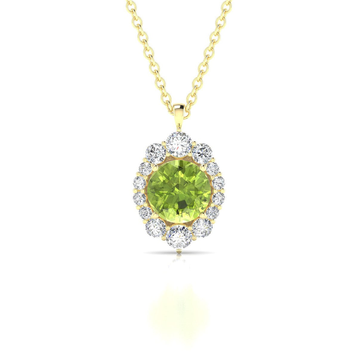 Romance | 18k Yellow Gold 6 mm Round Peridot Pendant