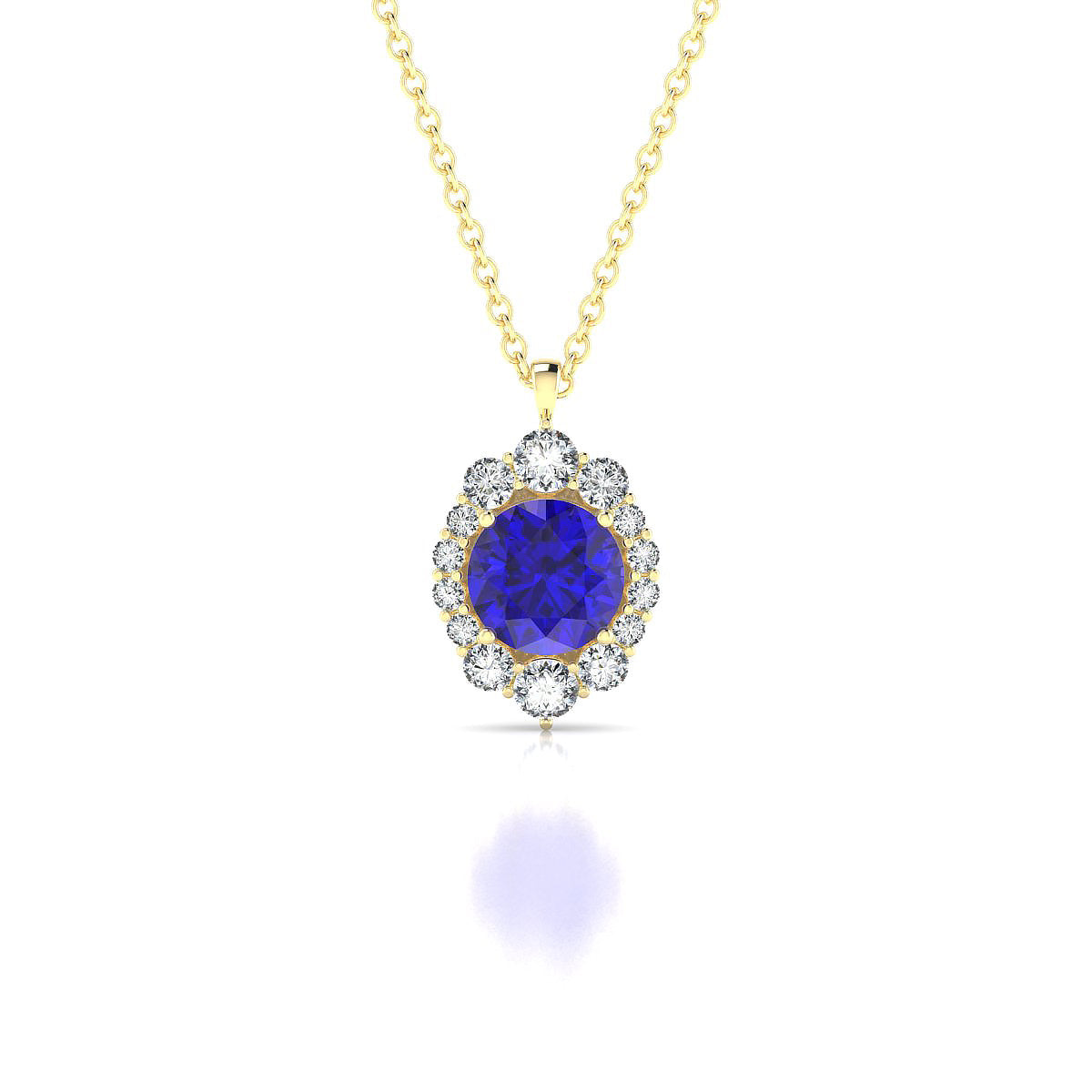 Romance | 18k Yellow Gold 6 mm Round Tanzanite Pendant