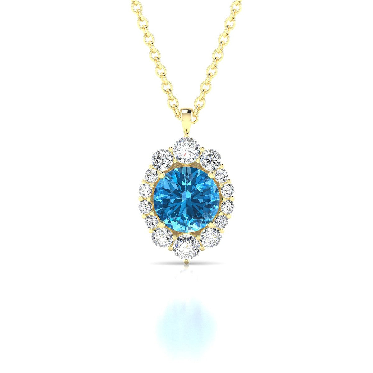 Romance | 18k Yellow Gold 6 mm Round Topaz Pendant