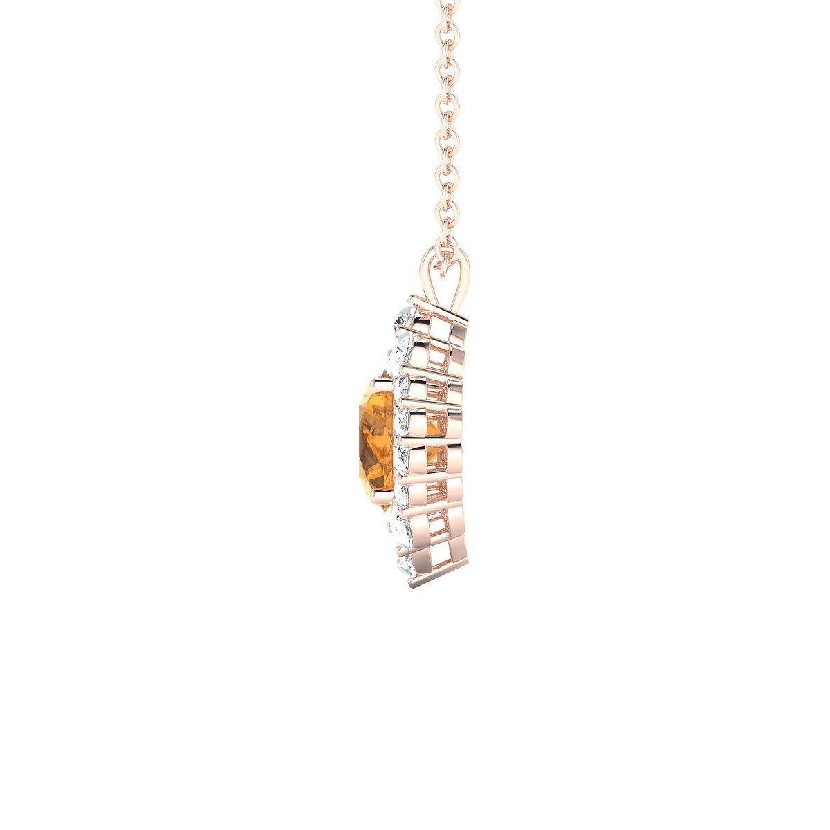 Romance | 18k Rose Gold 6 mm Round Citrine Pendant