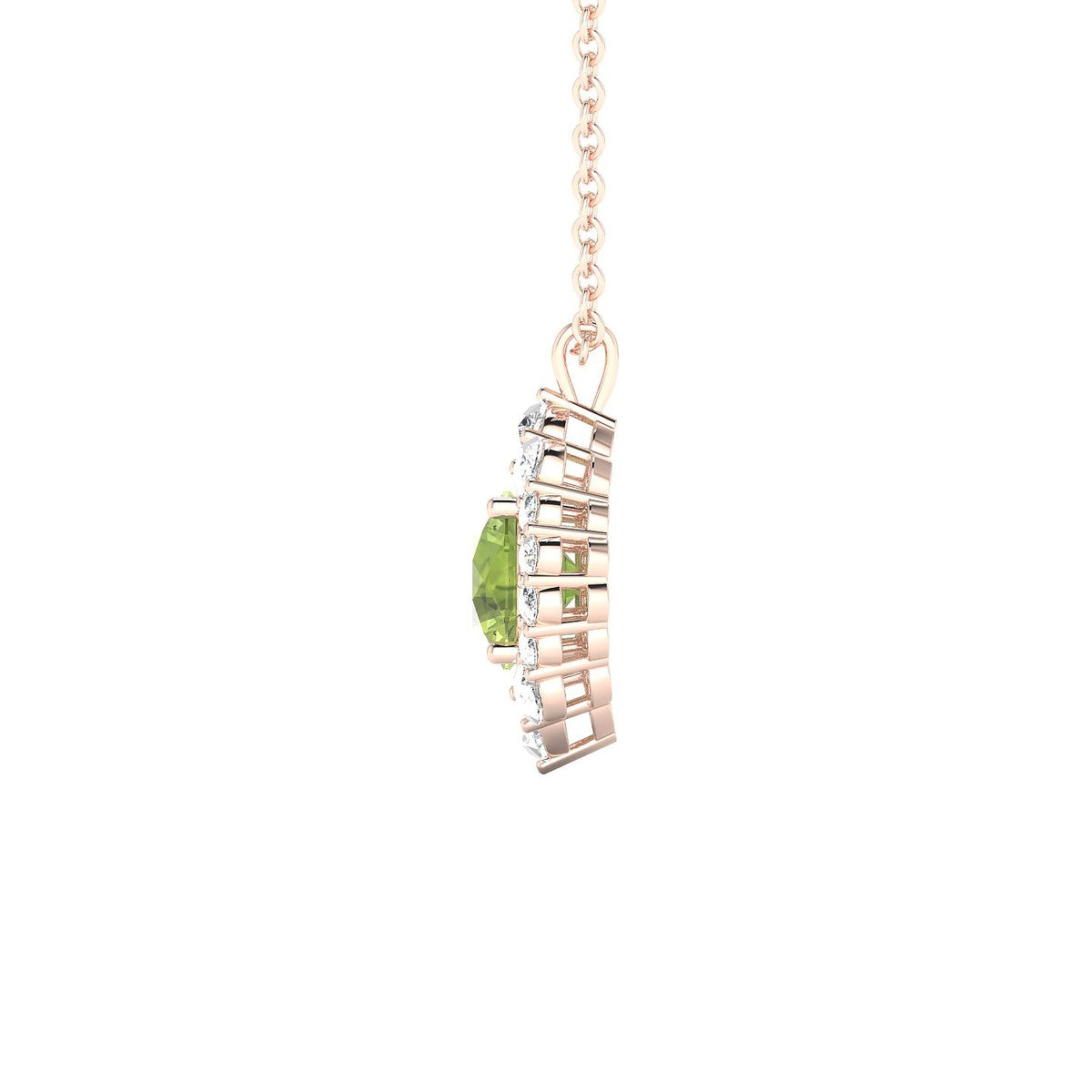 Romance | 18k Rose Gold 6 mm Round Peridot Pendant
