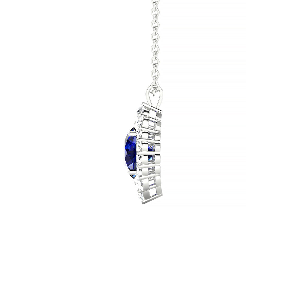 Romance | 18k White Gold 6 mm Round Sapphire Pendant