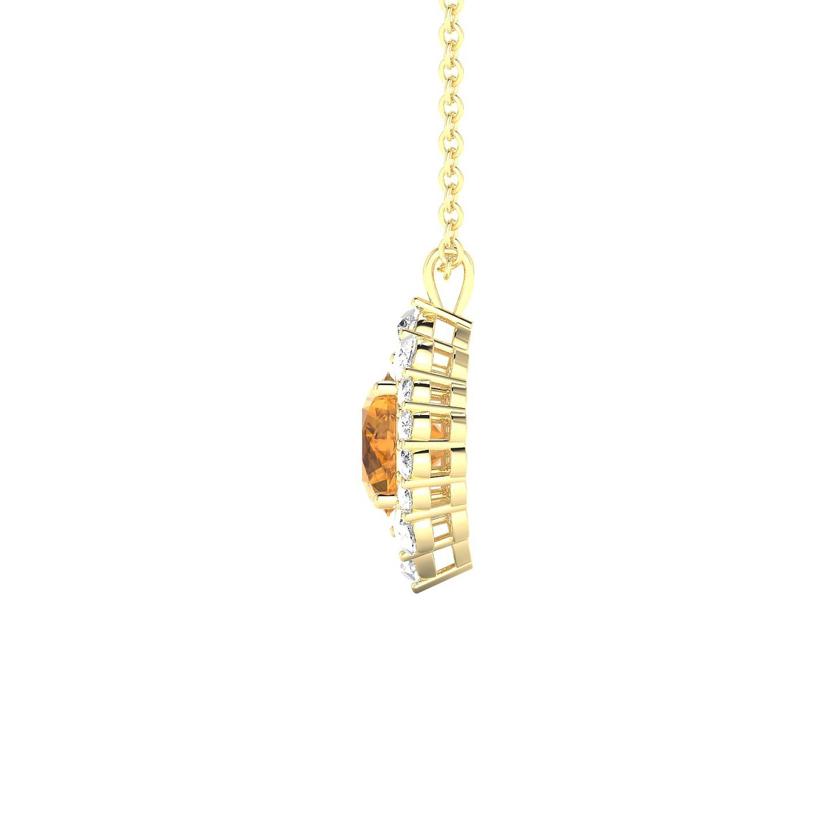 Romance | 18k Yellow Gold 6 mm Round Citrine Pendant
