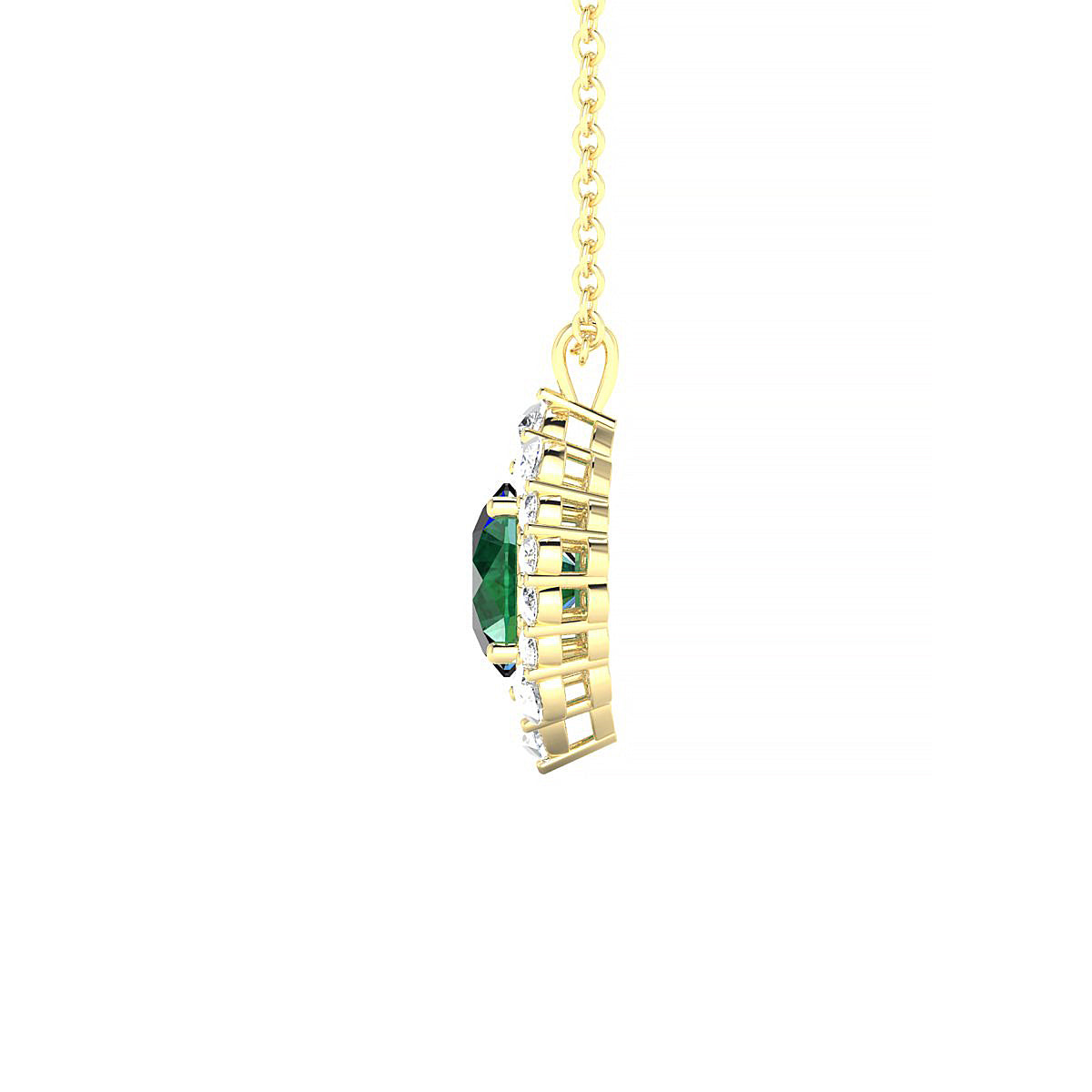 Romance | 18k Yellow Gold 6 mm Round Emerald Pendant