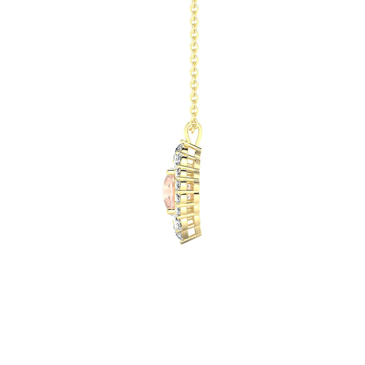 Romance | 18k Yellow Gold 6 mm Round Morganite Pendant
