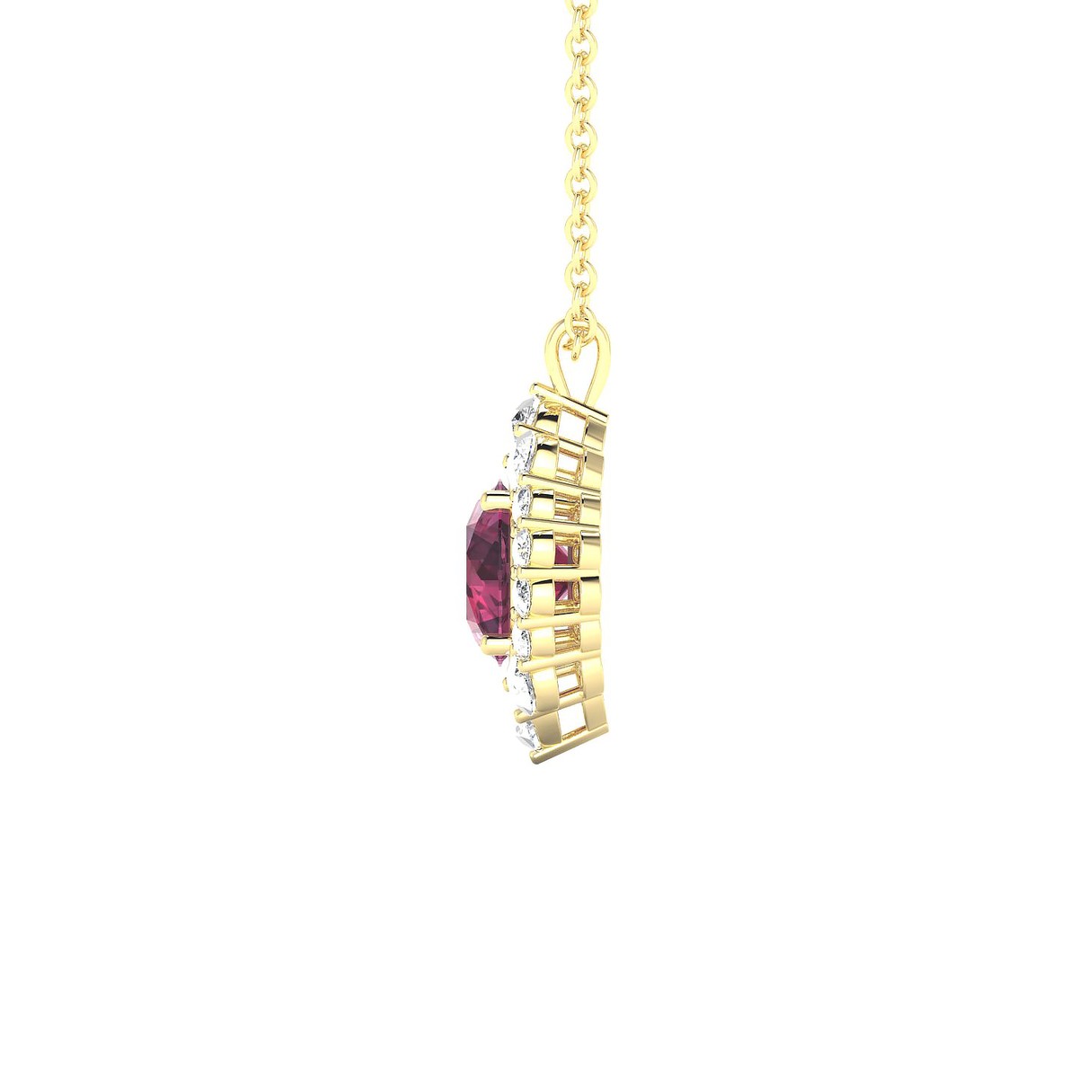 Romance | 18k Yellow Gold 6 mm Round Rhodolite Pendant