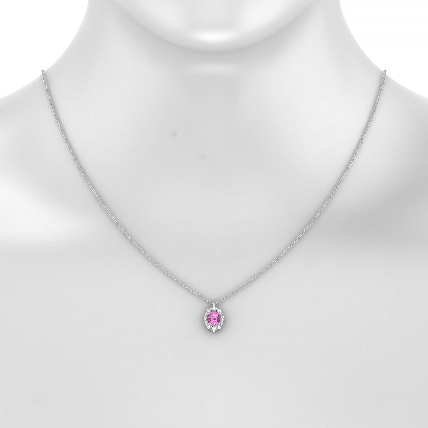 Romance | 18k White Gold 6 mm Round Pink Sapphire Pendant