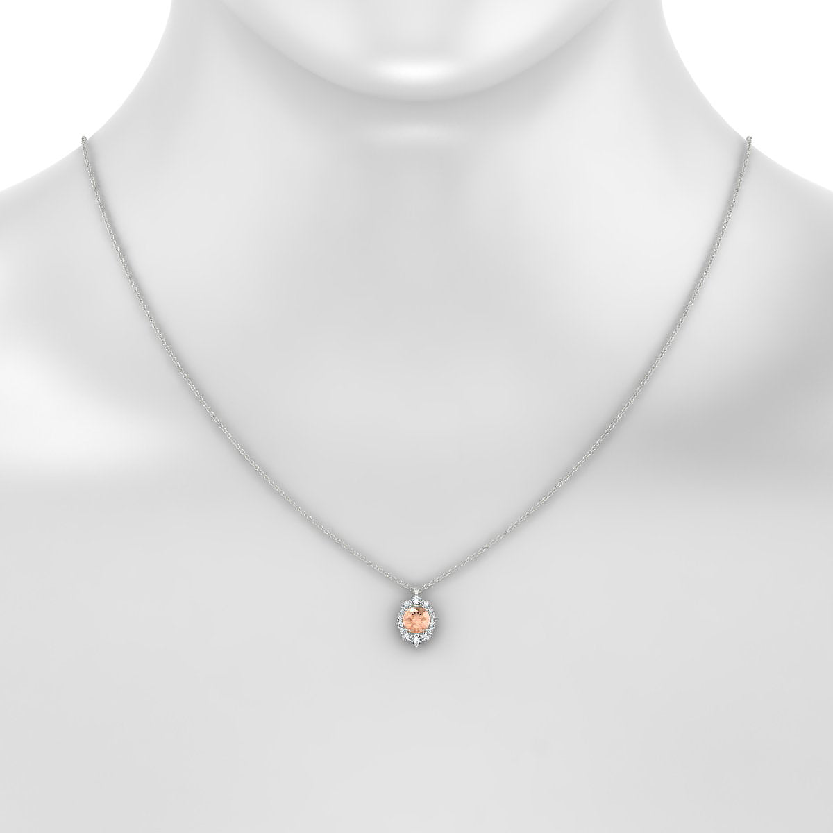 Romance | 18k White Gold 6 mm Round Morganite Pendant