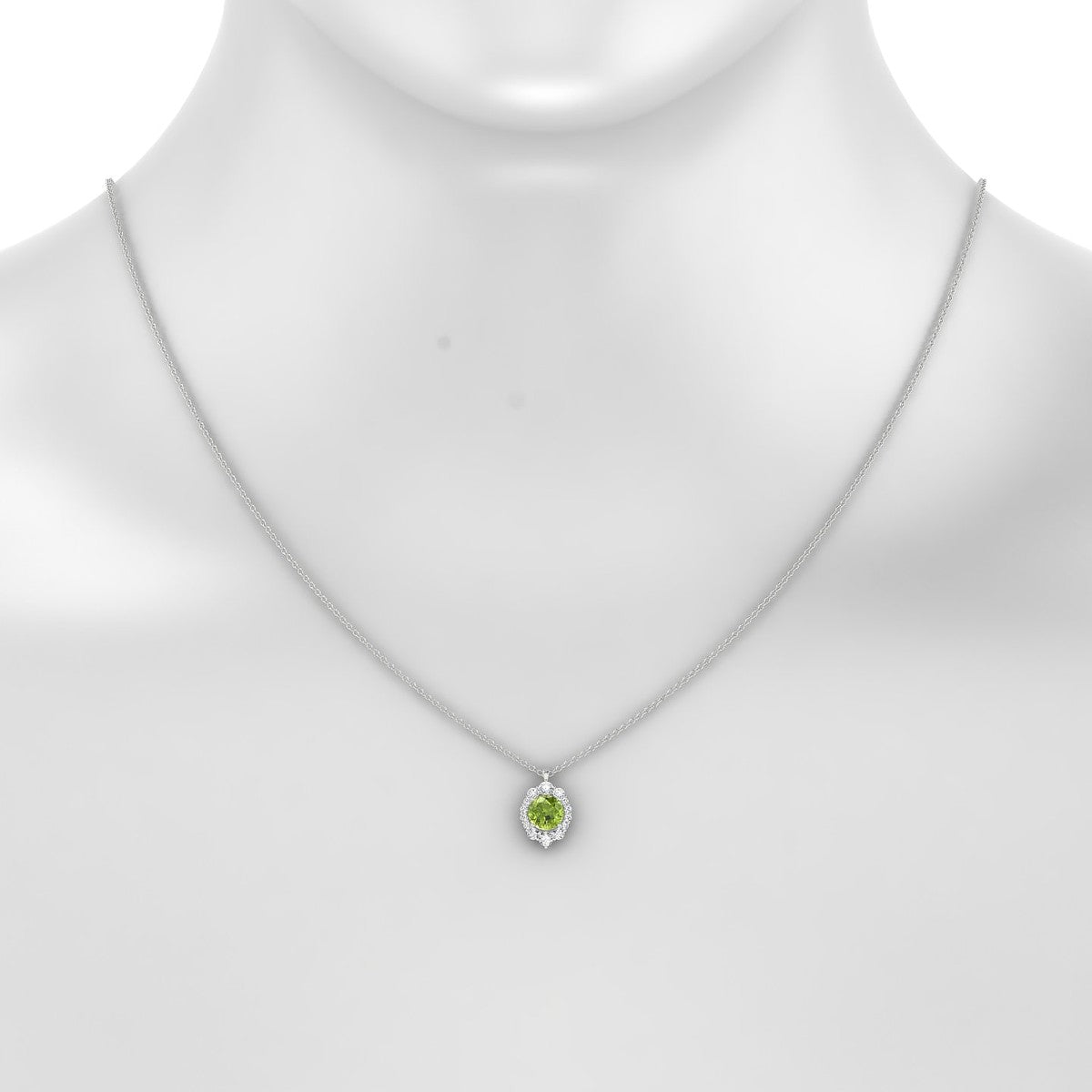 Romance | 18k White Gold 6 mm Round Peridot Pendant