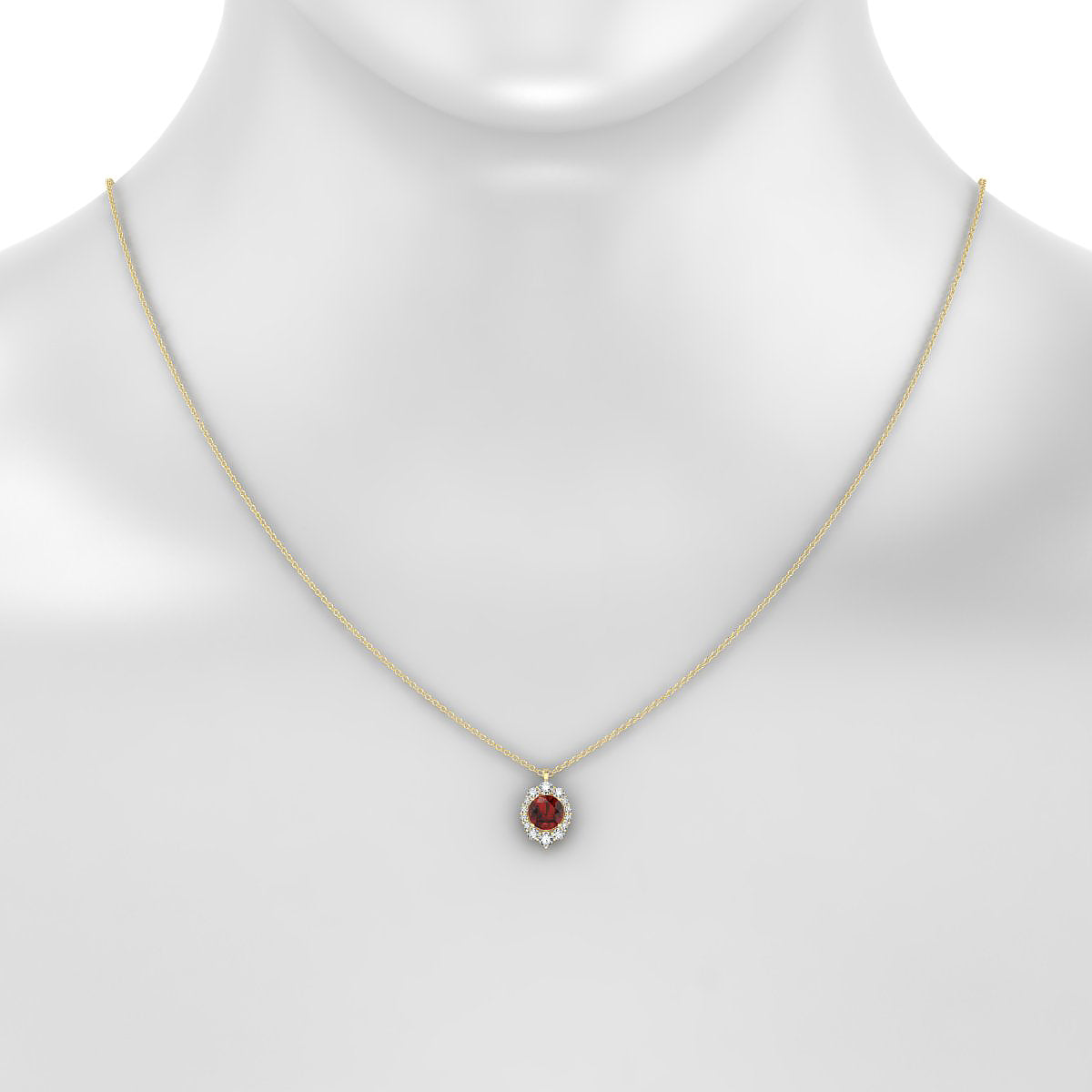 Romance | 18k Yellow Gold 6 mm Round Garnet Pendant