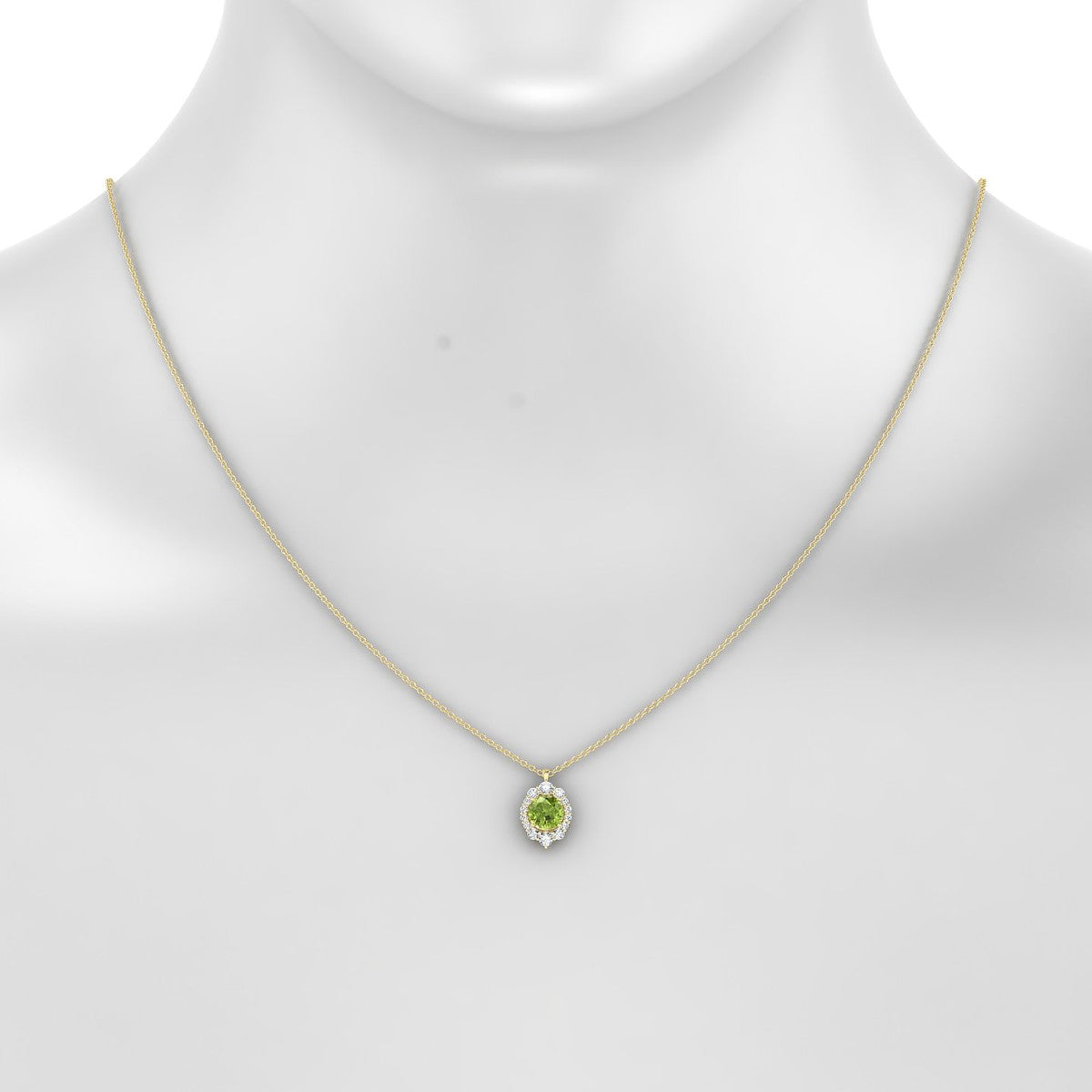 Romance | 18k Yellow Gold 6 mm Round Peridot Pendant