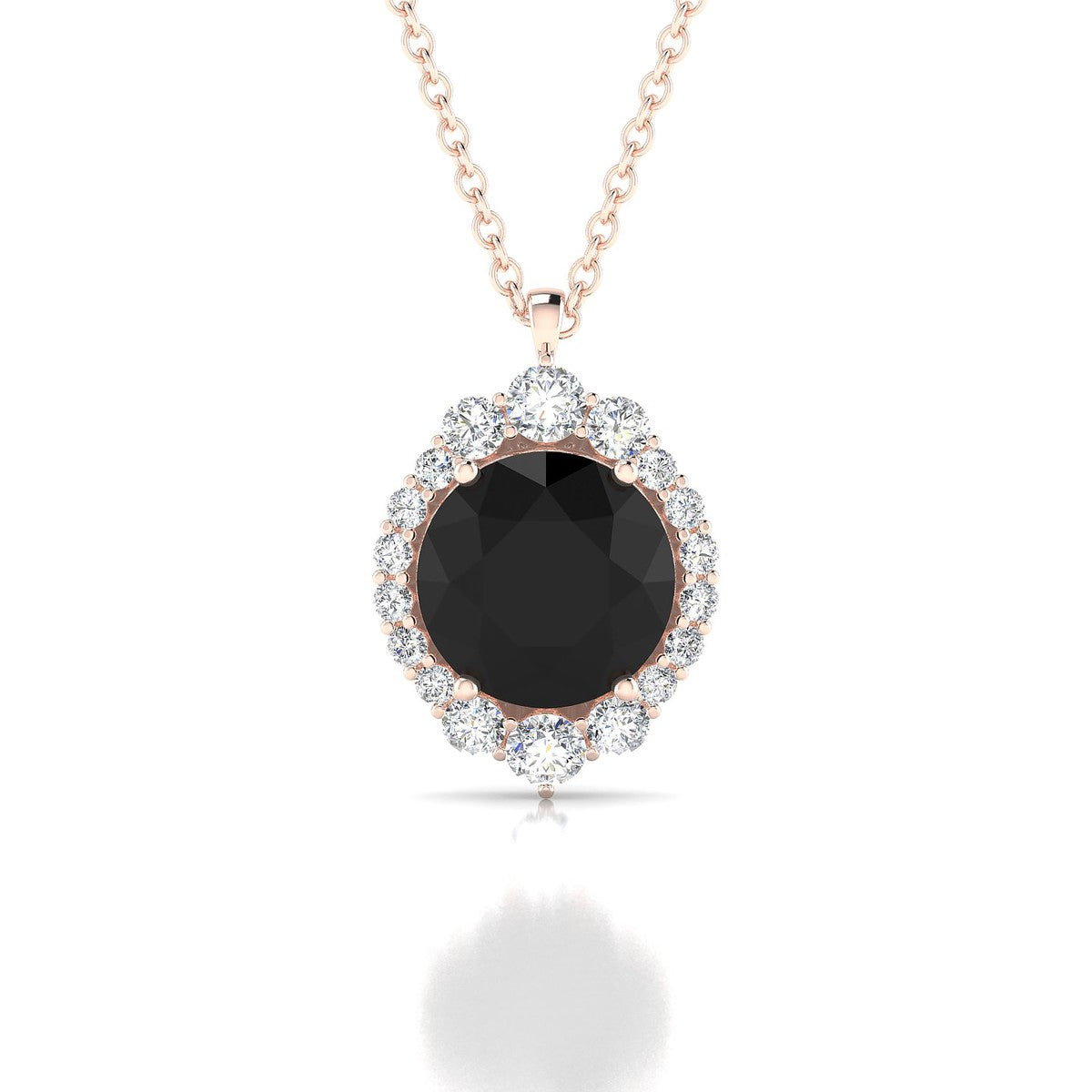Romance | 18k Rose Gold 8 mm Round Black Diamond Pendant