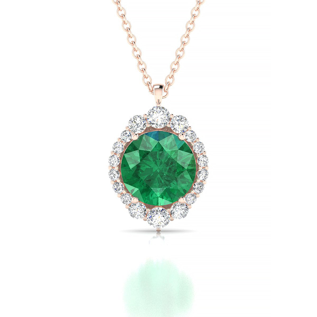 Romance | 18k Rose Gold 8 mm Round Emerald Pendant