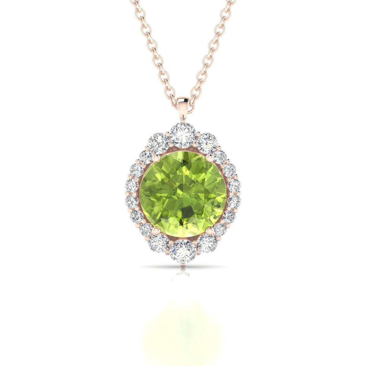 Romance | 18k Rose Gold 8 mm Round Peridot Pendant