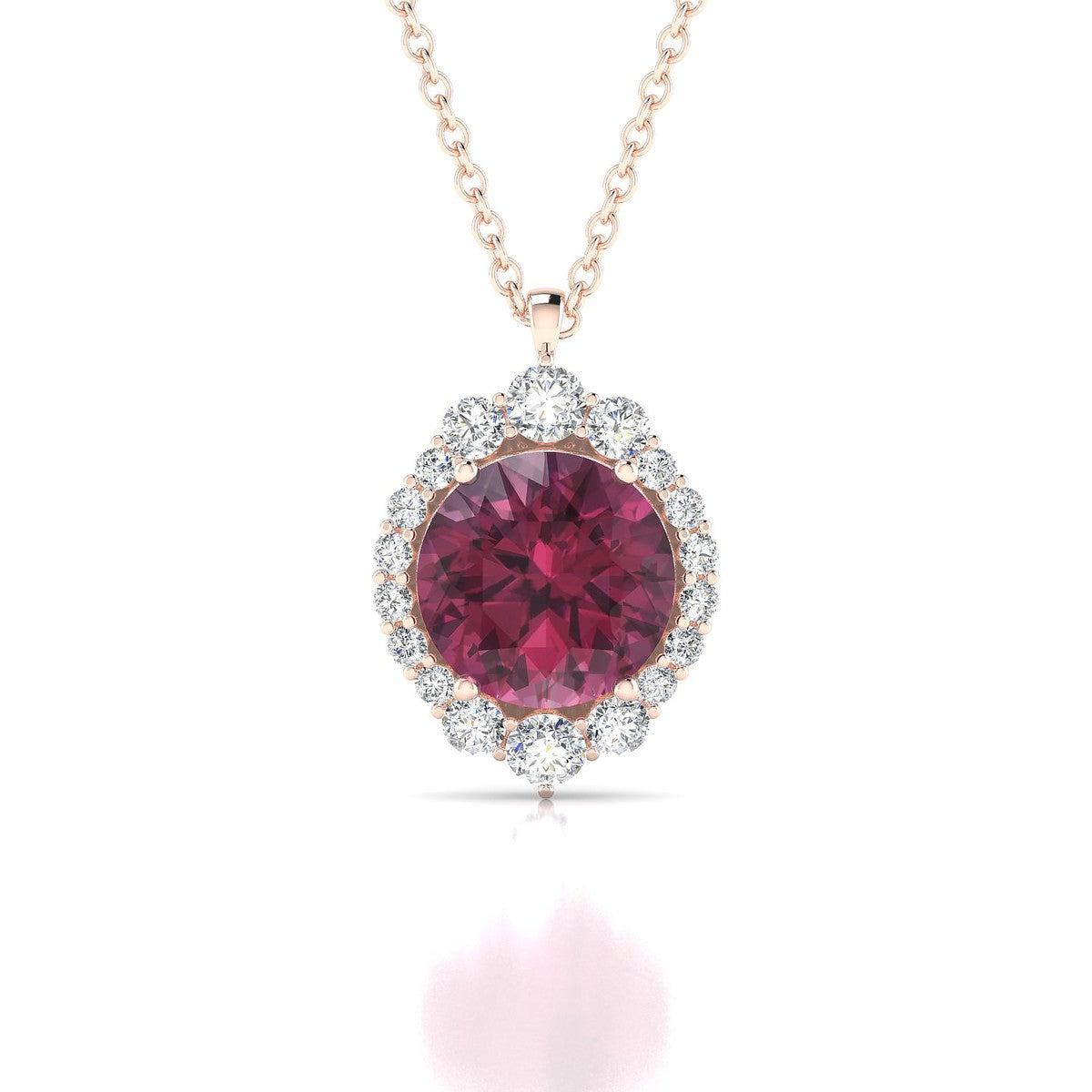 Romance | 18k Rose Gold 8 mm Round Rhodolite Pendant