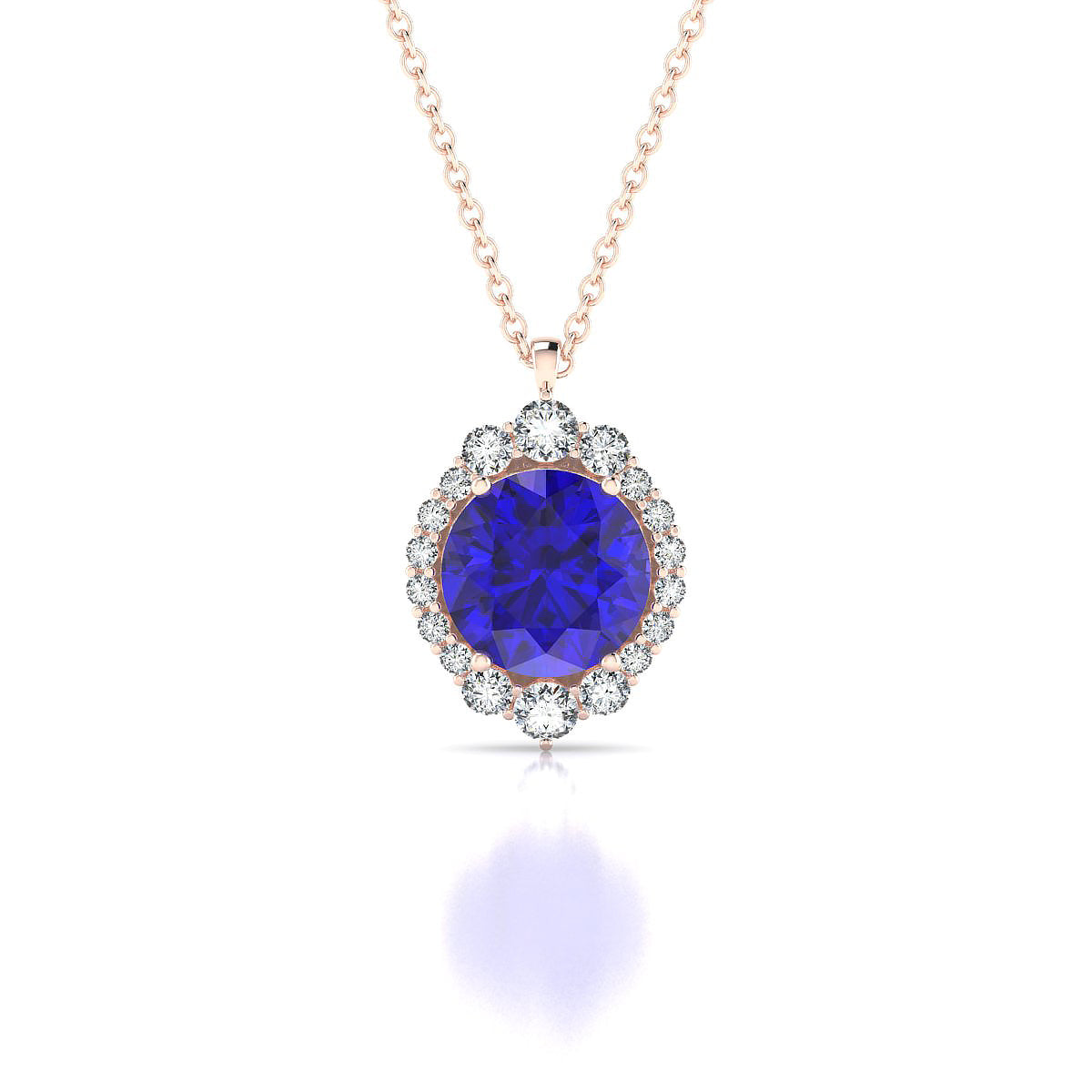 Romance | 18k Rose Gold 8 mm Round Tanzanite Pendant
