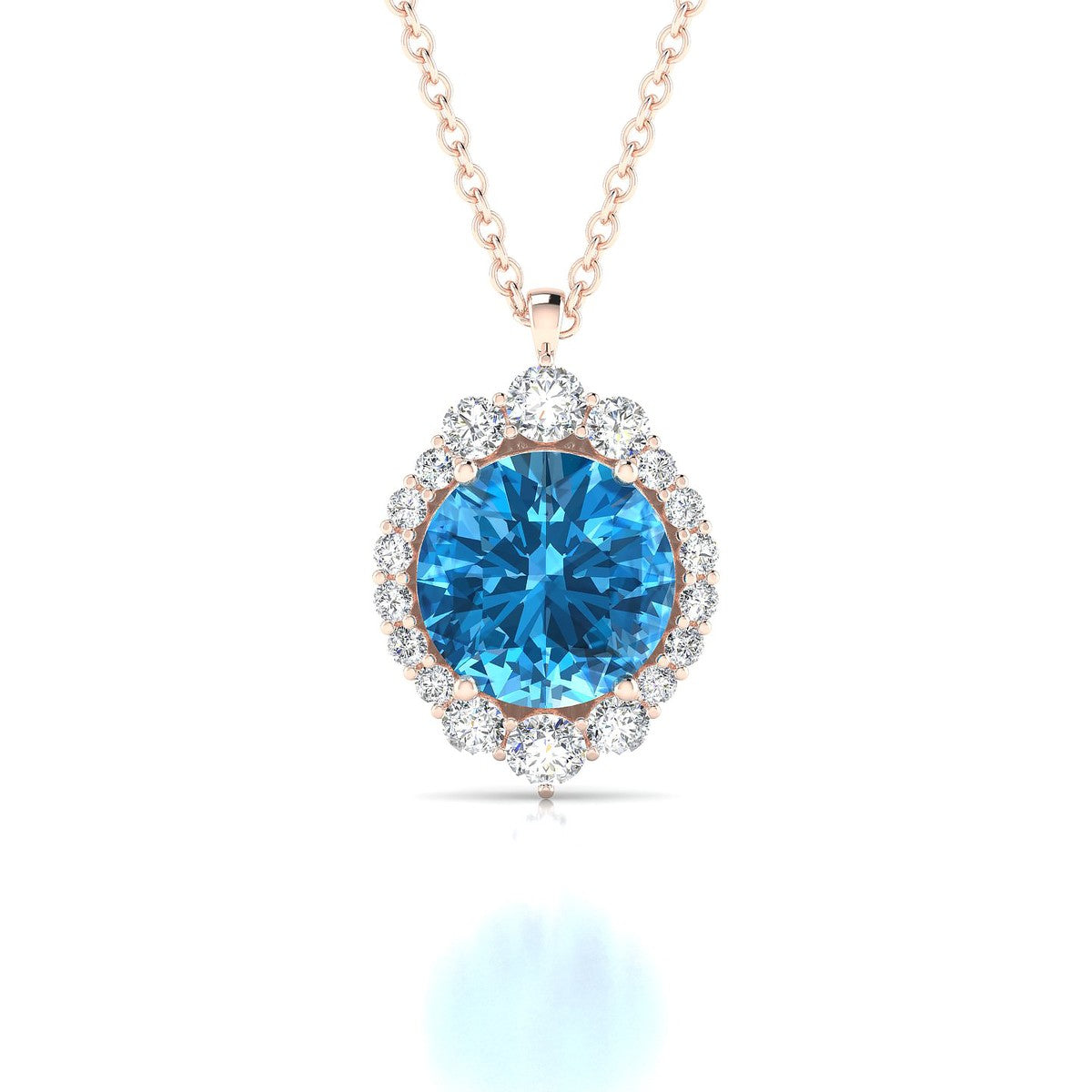 Romance | 18k Rose Gold 8 mm Round Topaz Pendant