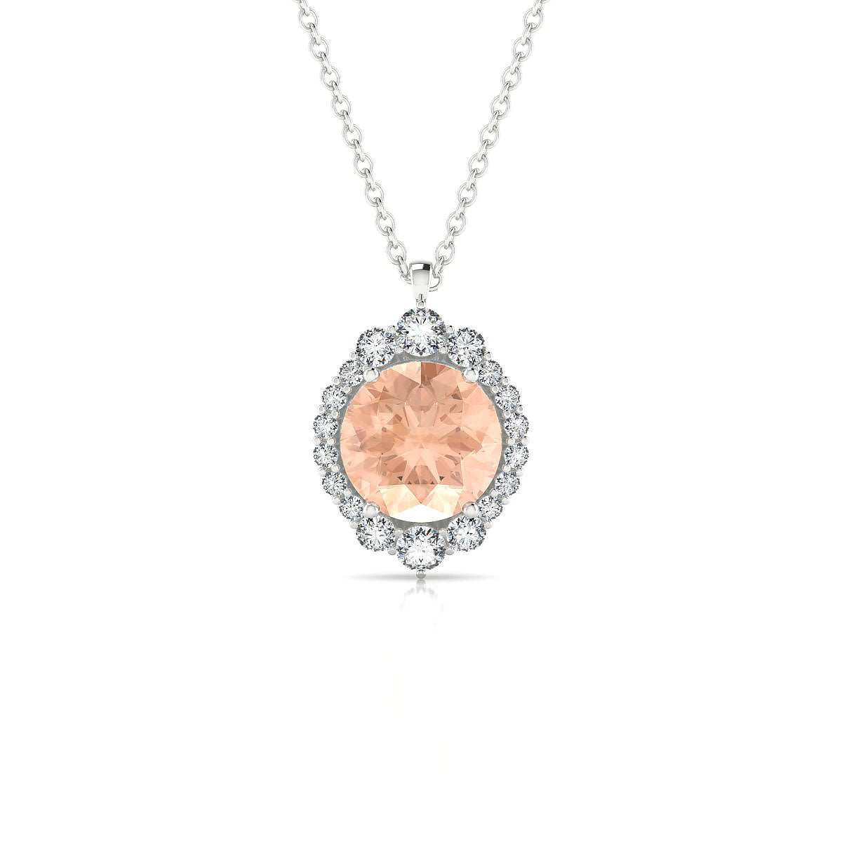 Romance | 18k White Gold 8 mm Round Morganite Pendant