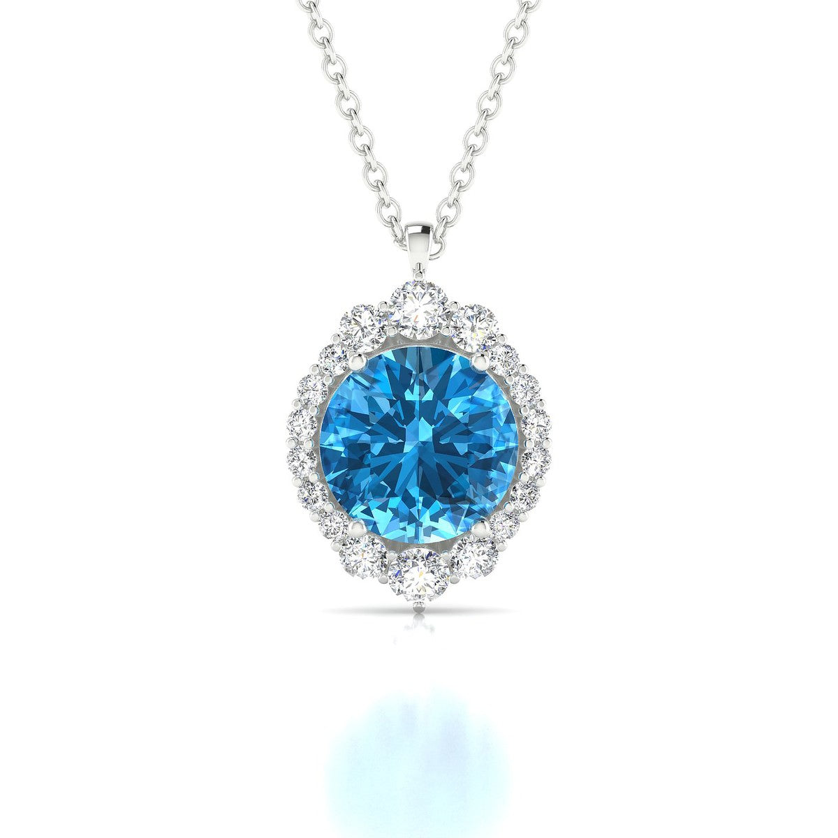 Romance | 18k White Gold 8 mm Round Topaz Pendant