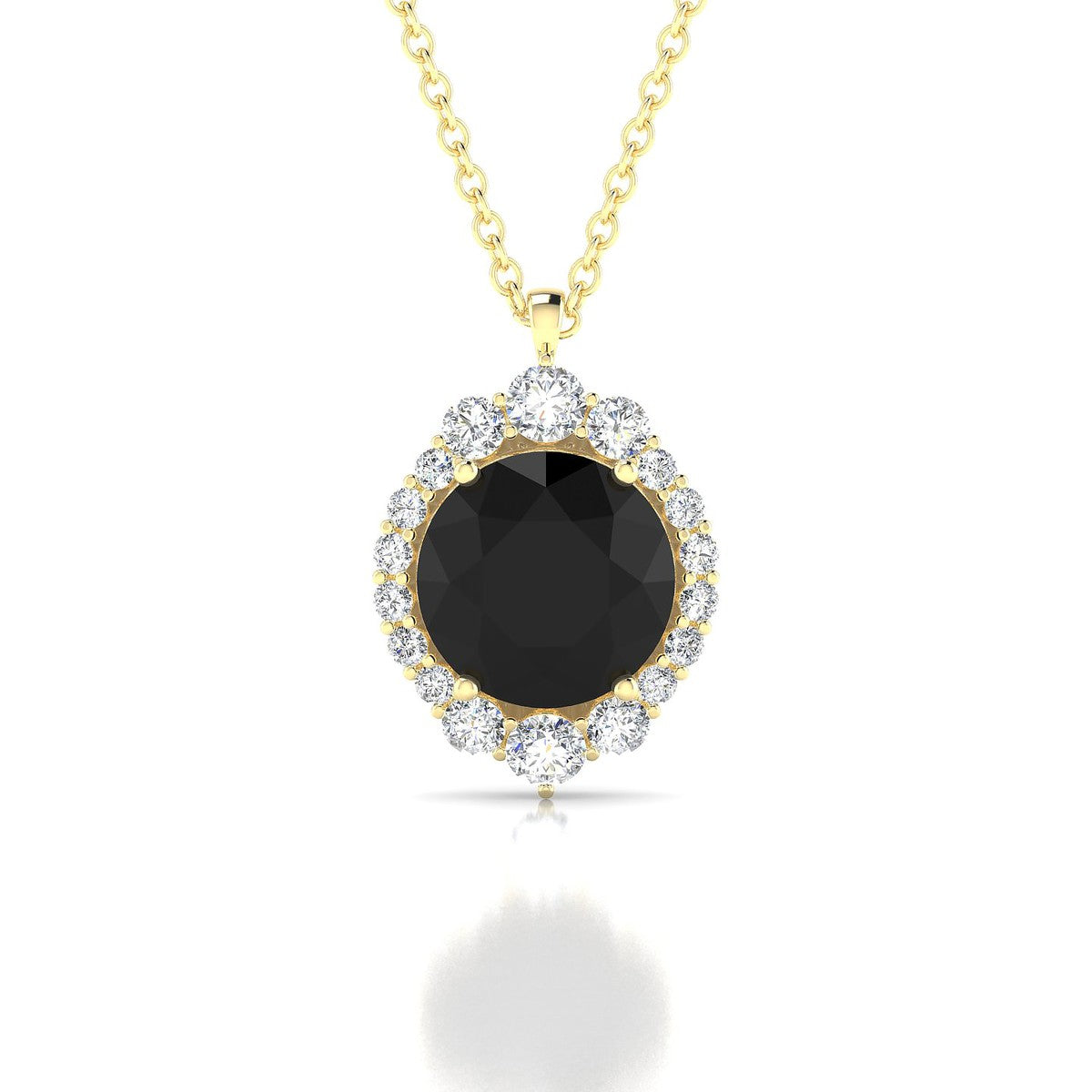 Romance | 18k Yellow Gold 8 mm Round Black Diamond Pendant