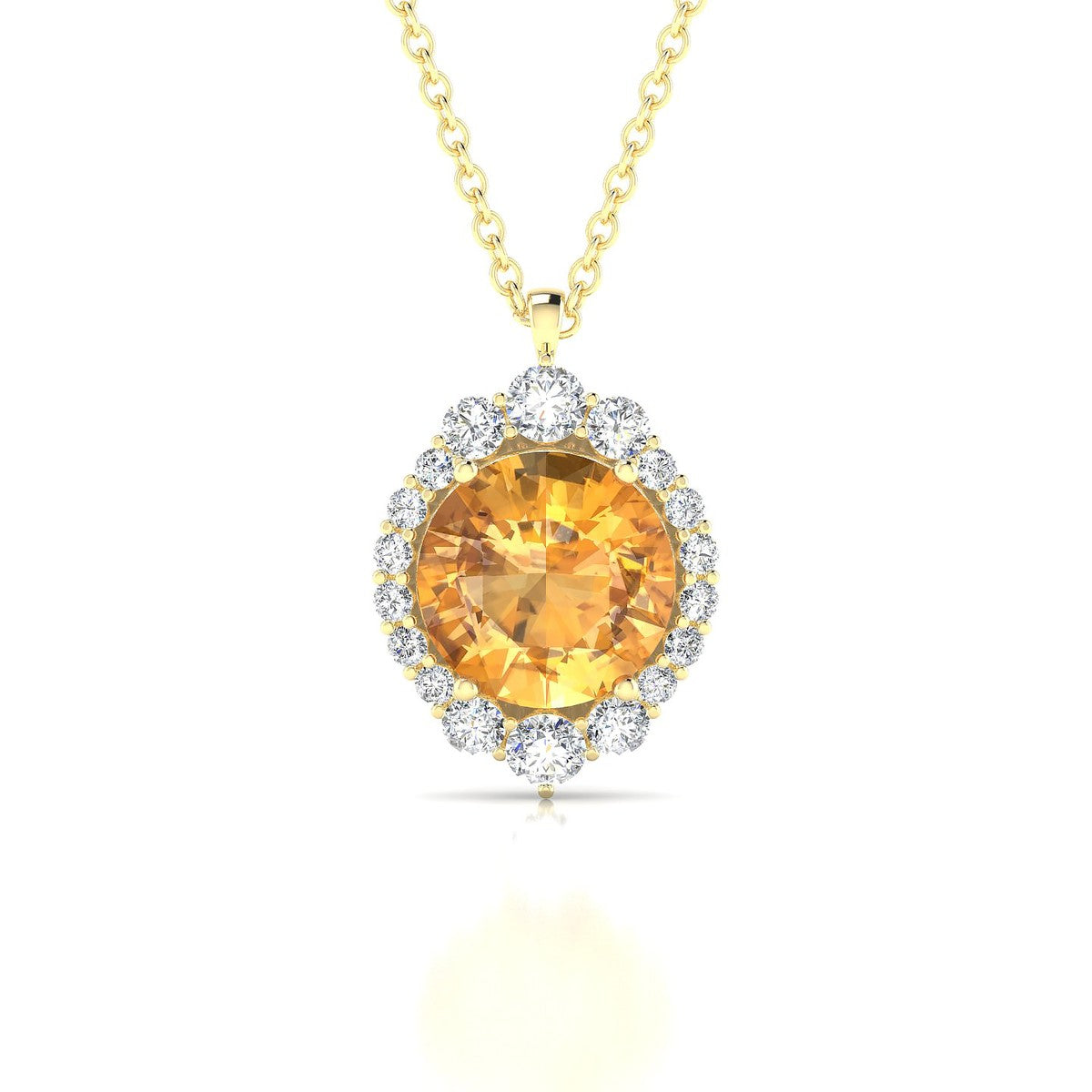 Romance | 18k Yellow Gold 8 mm Round Citrine Pendant