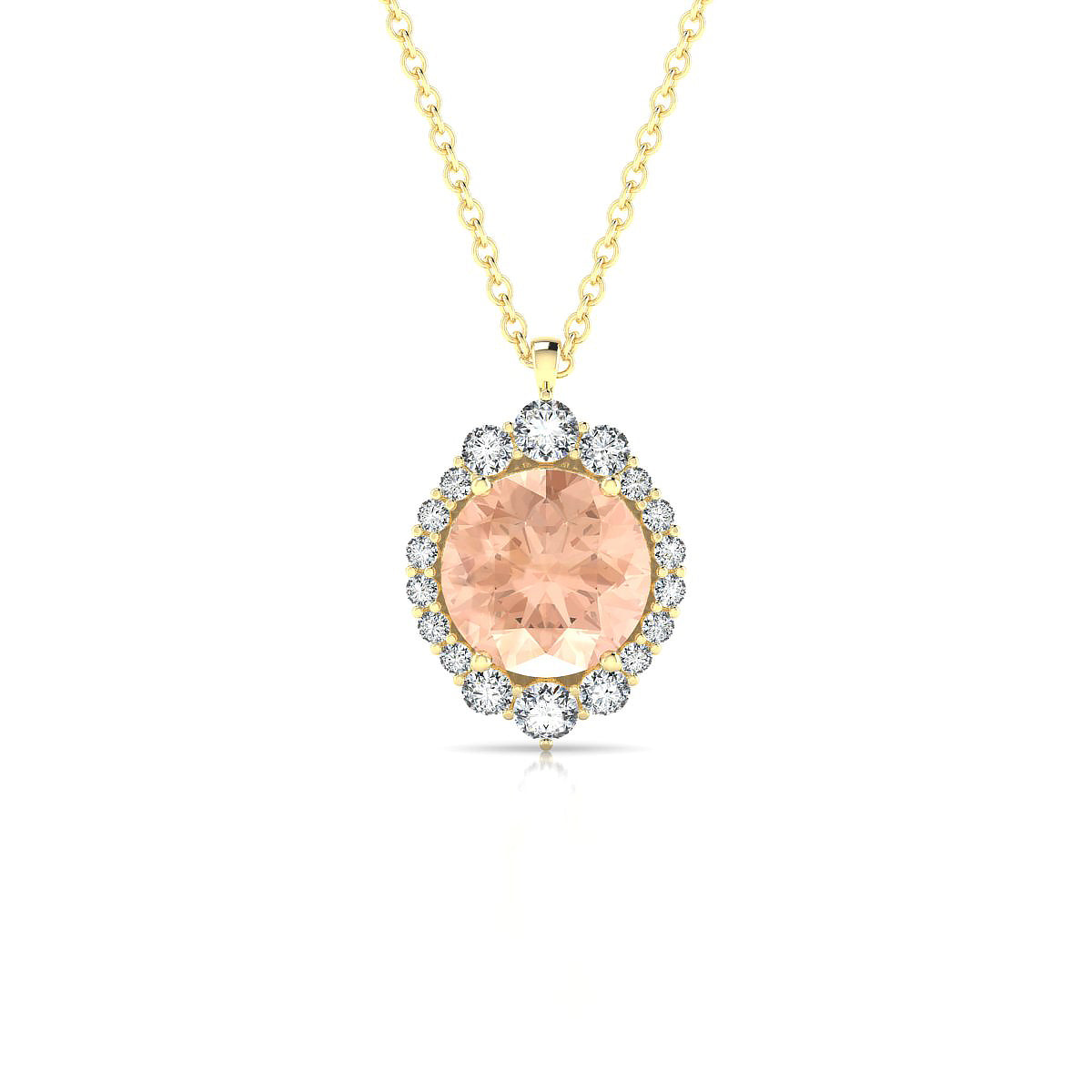 Romance | 18k Yellow Gold 8 mm Round Morganite Pendant