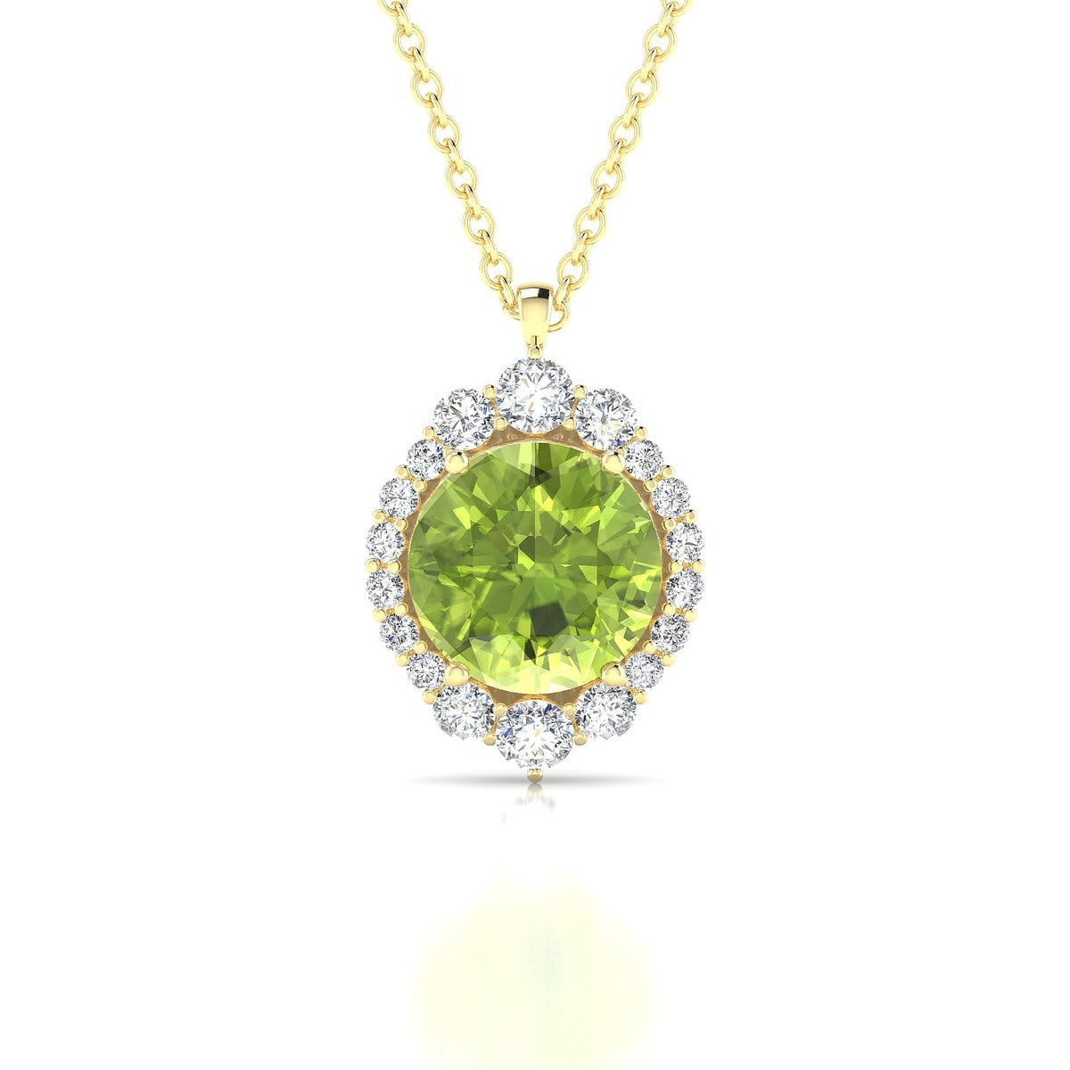 Romance | 18k Yellow Gold 8 mm Round Peridot Pendant