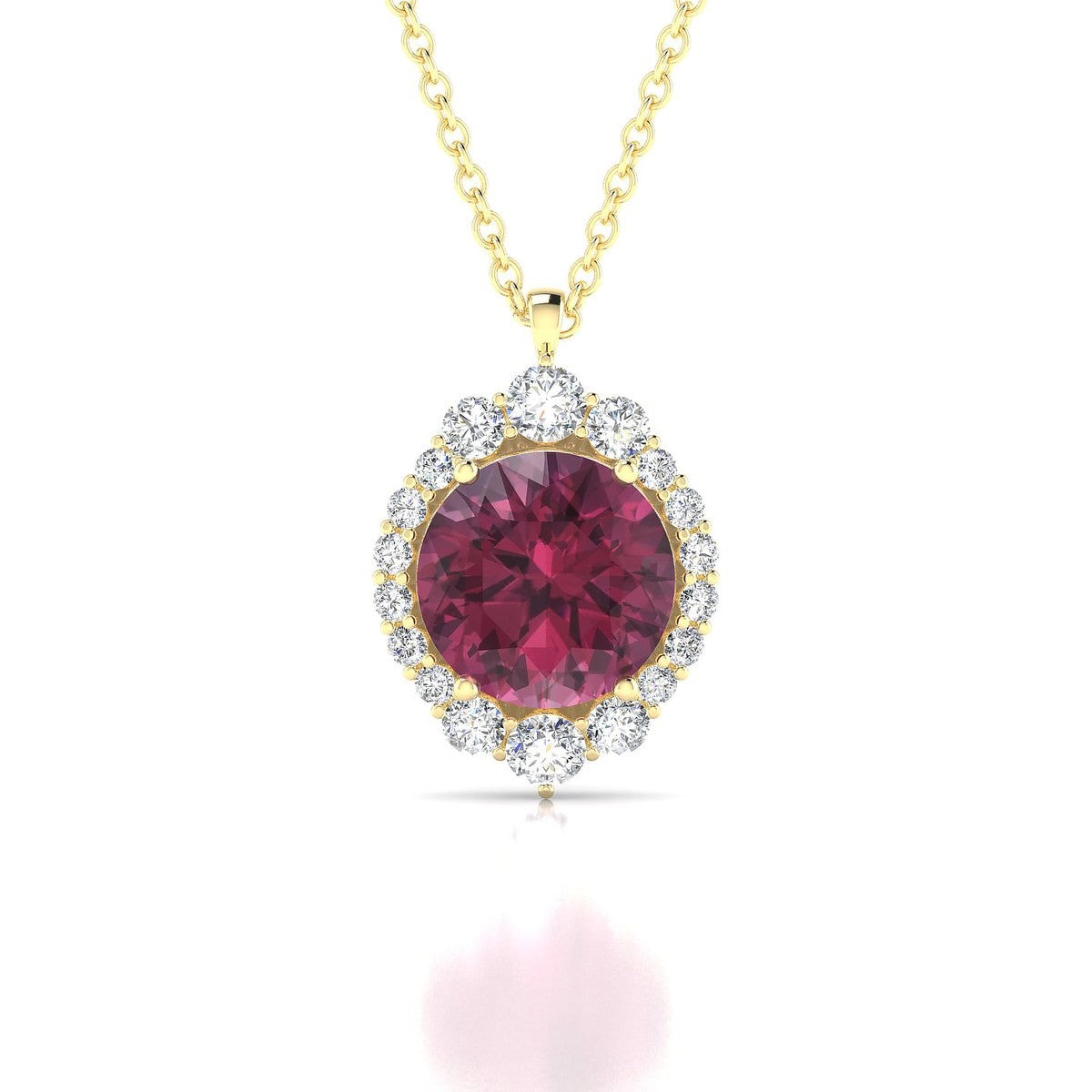 Romance | 18k Yellow Gold 8 mm Round Rhodolite Pendant