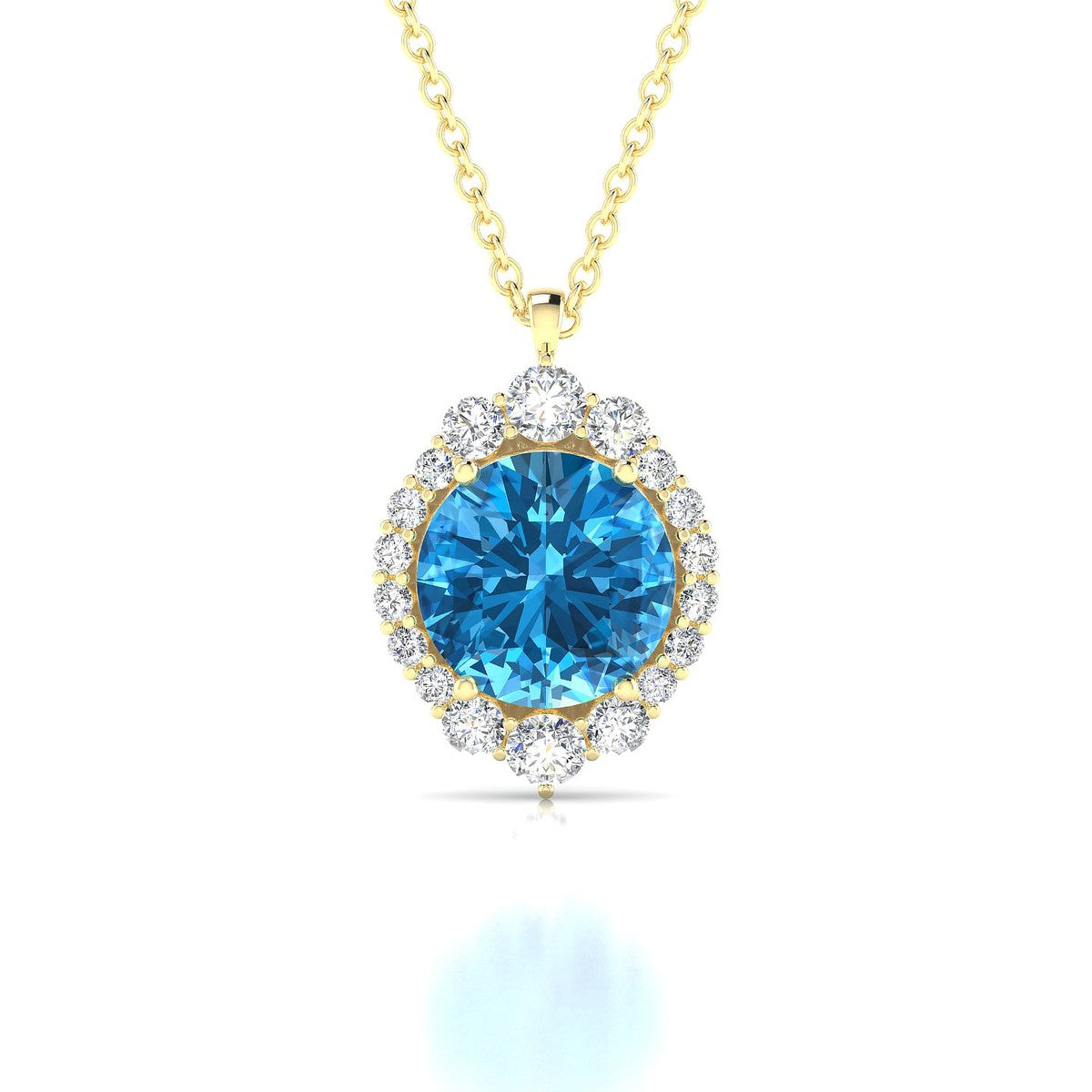 Romance | 18k Yellow Gold 8 mm Round Topaz Pendant